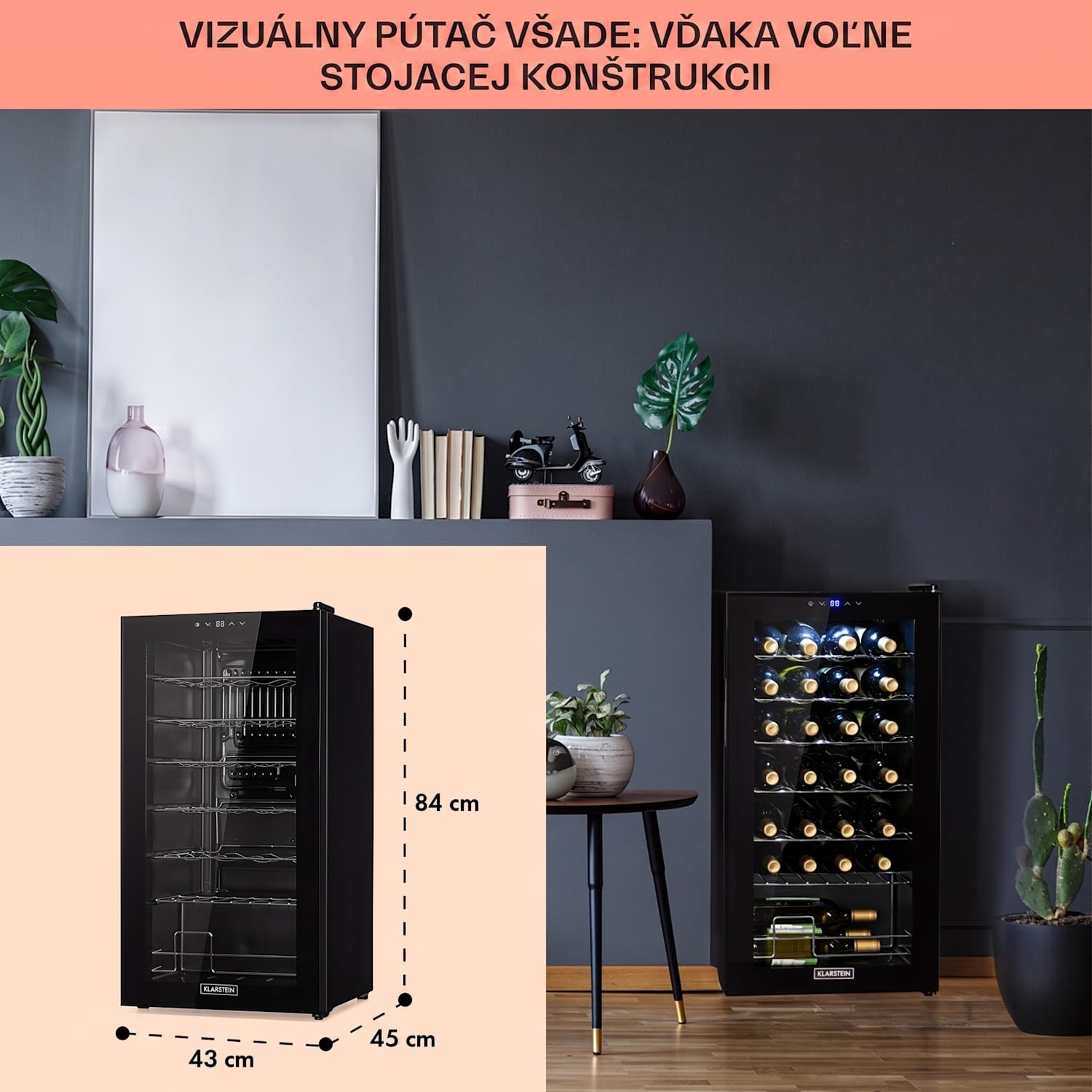 Shiraz 28 Uno, vinotéka, 74 l, 28 fliaš, 5-18°C, dotykový ovládací panel 28 fliaš | 1 chladiaca zóna | Čierna
