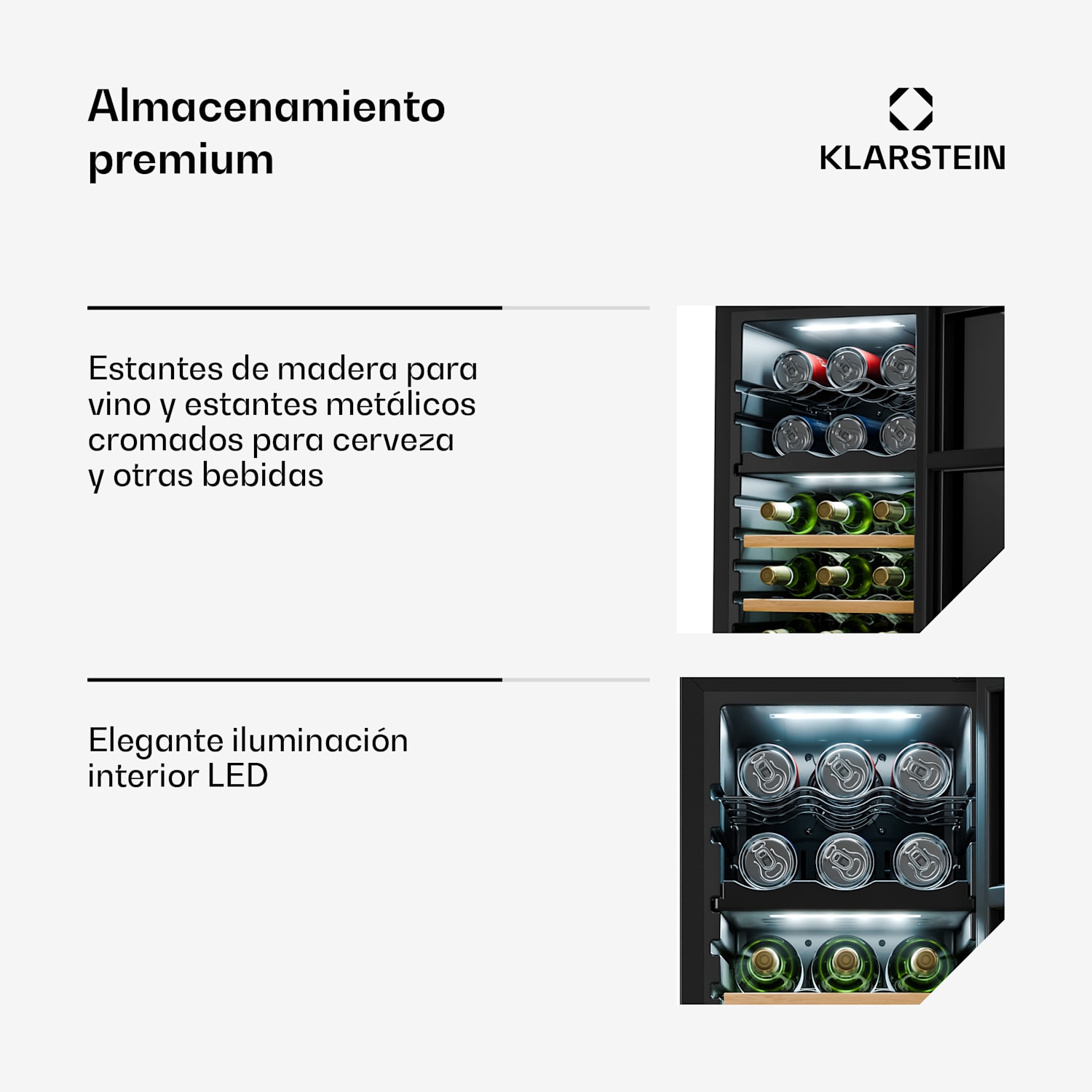 Bovella 18 Duo+ Vinoteca de dos zonas 50l 18 bot. Puerta de cristal 18 Flaschen | 2 chladicí zóny | Negro