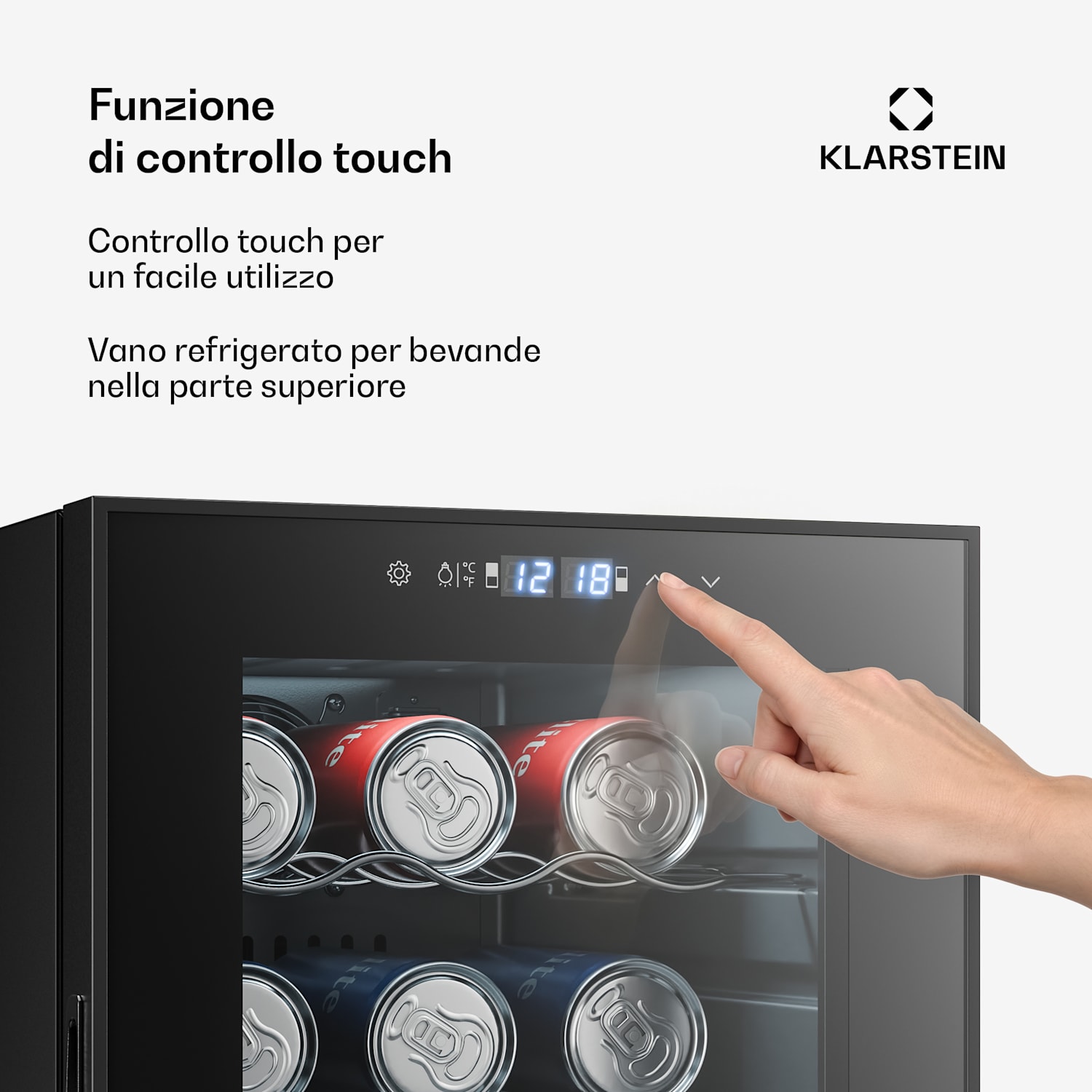 Bovella 18 Duo+ - Frigorifero per vini a due zone, 50 l, 18 bottiglie Sportello in vetro 