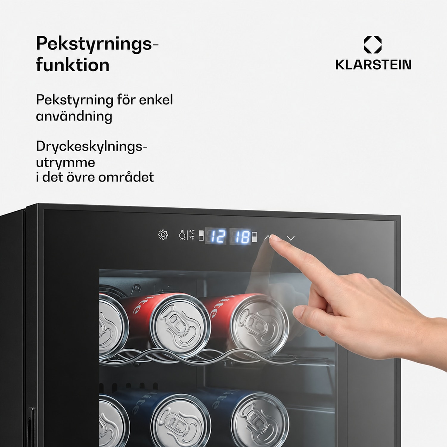 Bovella 18 Duo+ Vinkylskåp med två zoner 50l 18 fl. Glasdörr 18 flaskor | 2 kylzoner | Svart