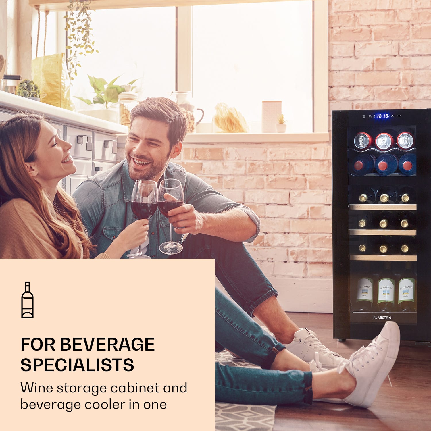 Bovella 18 Duo+ Vinoteca de dos zonas 50l 18 bot. Puerta de cristal 18 botellas