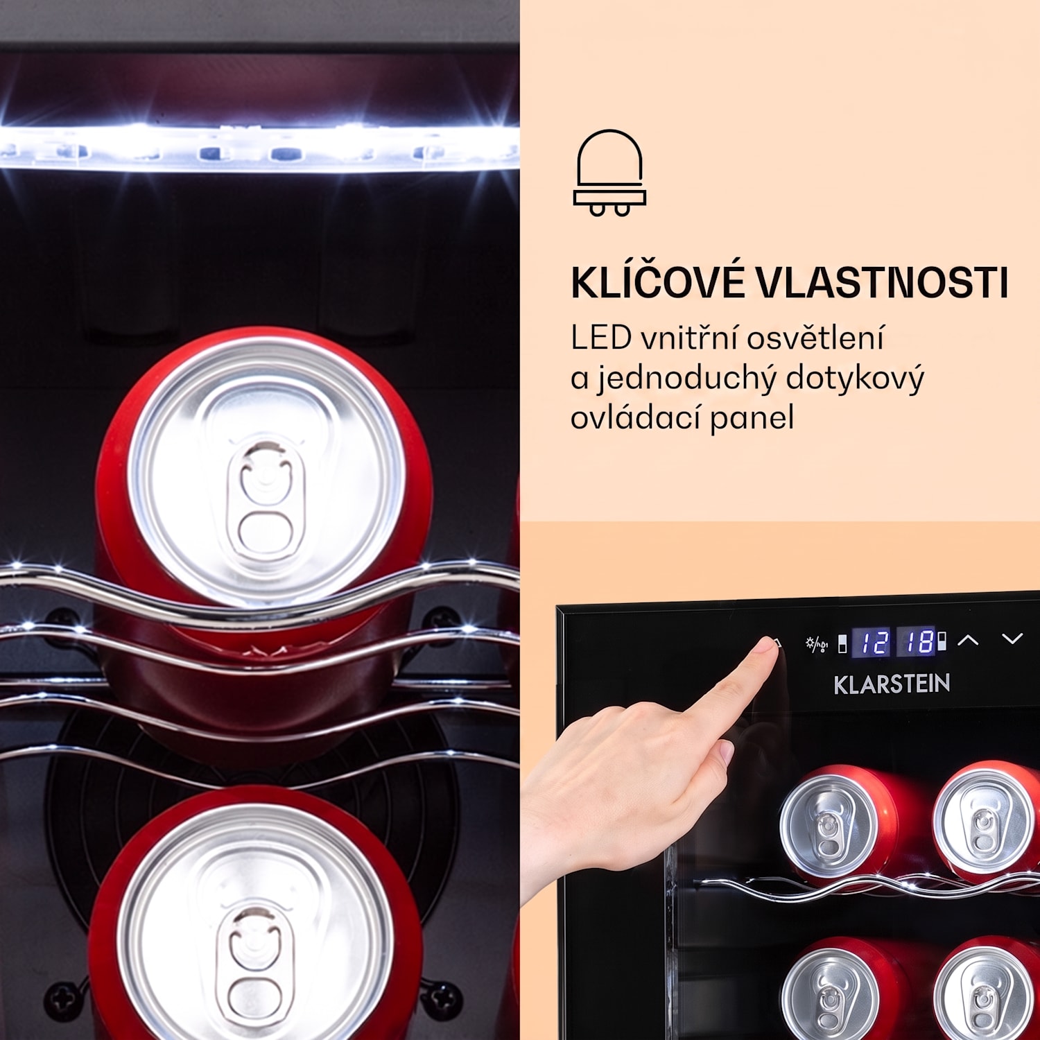 Bovella 27 Duo+, vinotéka, 74 l, 27 lahví, 2 zóny, skleněná dveře 27 lahví | 2 chladicí zóny | Černá