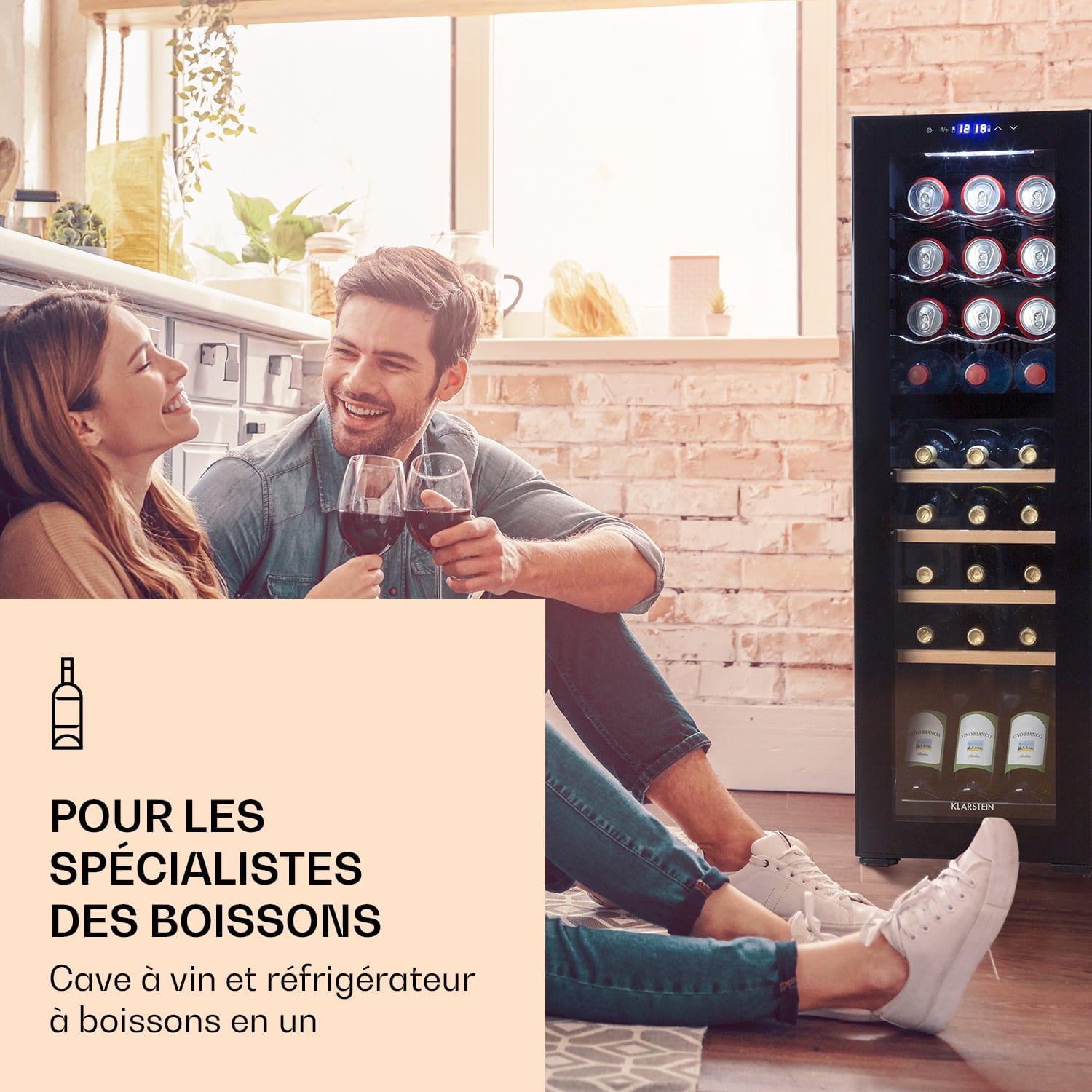 Cave à vin Bovella 27 Duo+ à deux zones 74 l 27 bouteilles Porte vitrée 27 bouteilles | 2 zones de conservation | Noir