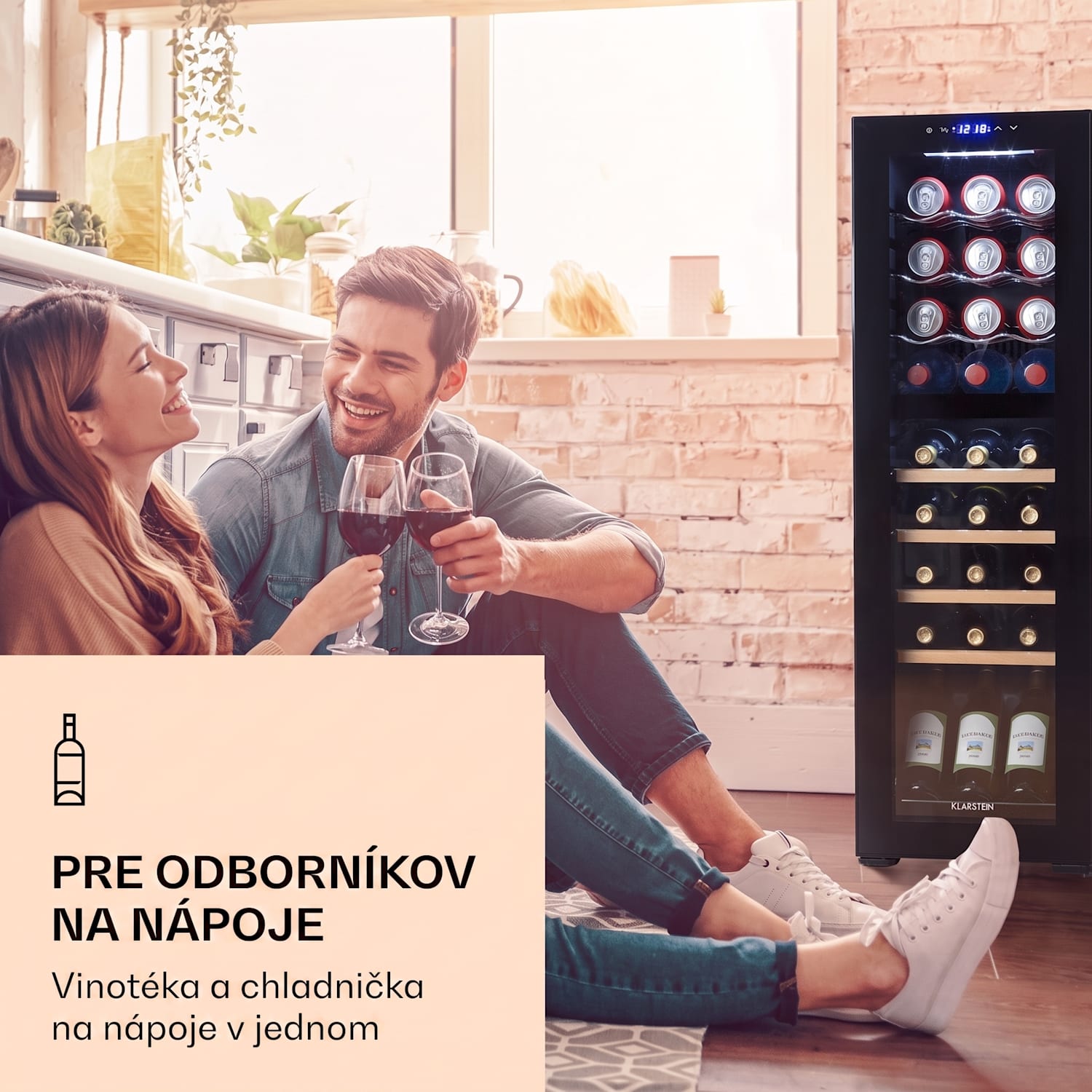 Bovella 27 Duo+, dvojzónová vinotéka, 74 l, 27 fliaš, sklenené dvierka 27 fliaš | 2 chladiace zóny | Čierna