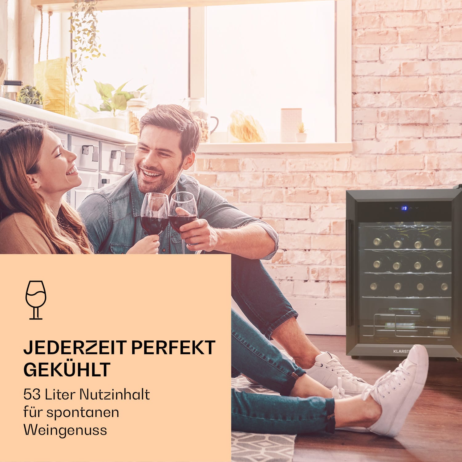 Ultimo 20 Uno Weinkühlschrank 53l Touch-Bedienfeld 131W 5-18°C 1 Kühlzone | 20 Flaschen