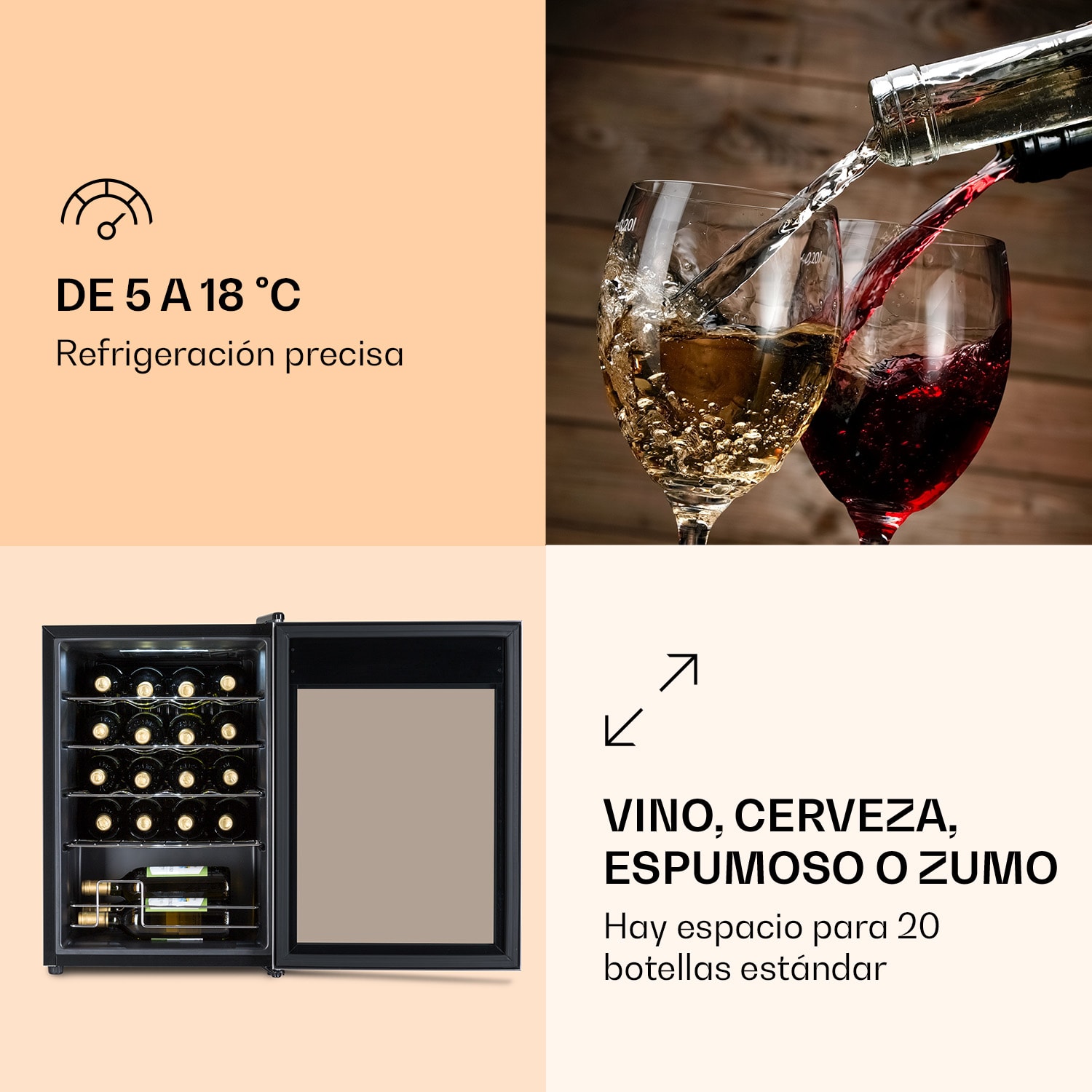 Ultimo 20 Uno nevera para vinos 53l panel de control táctil 131 W 5-18 °C 1 zona de refrigeración | 20 botellas