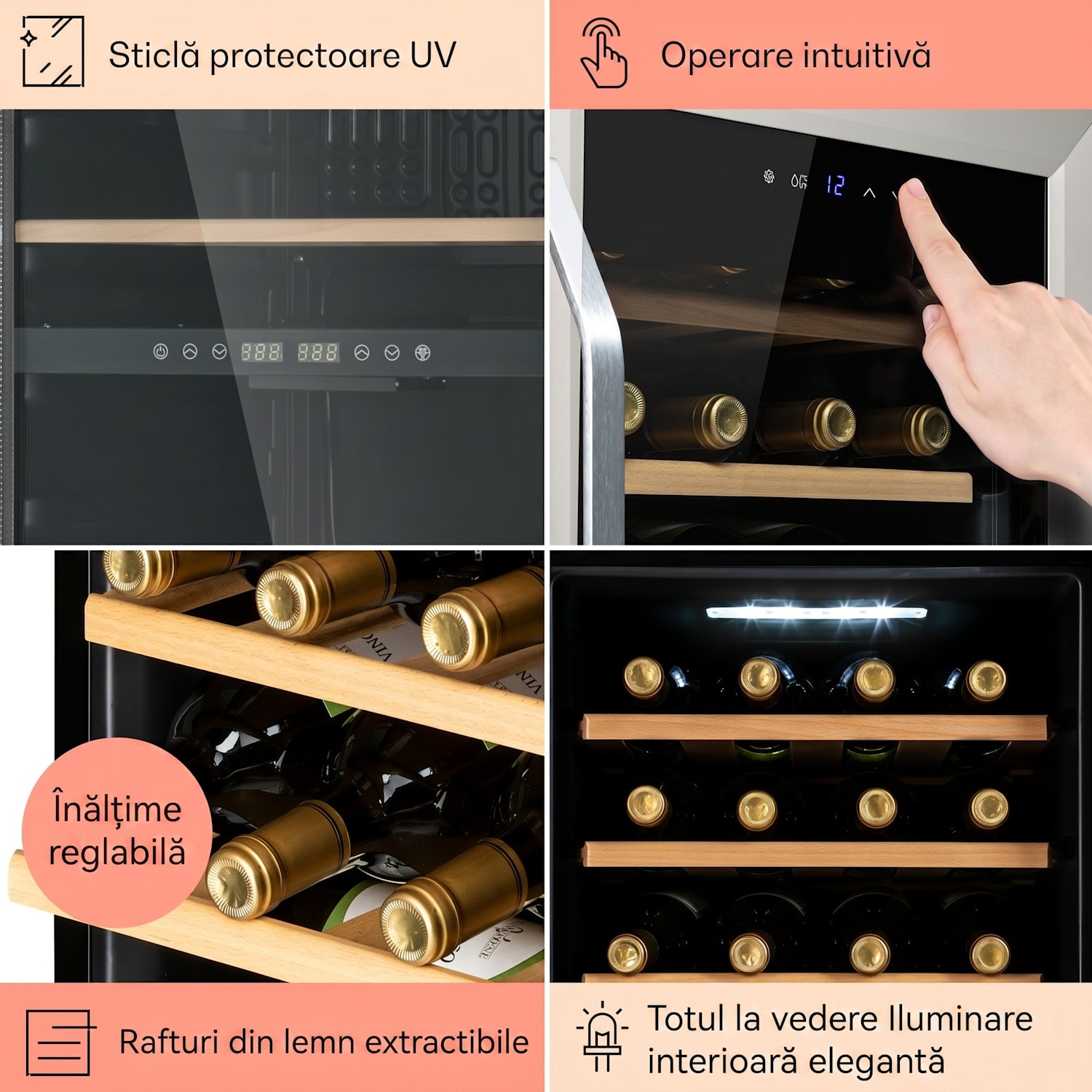 Vinamour 16 Uno, Frigider pentru vin, 16 sticle /42l, 5-18°C, 41 dB, sticlă 16 sticle | 1 | Oțel inoxidabil