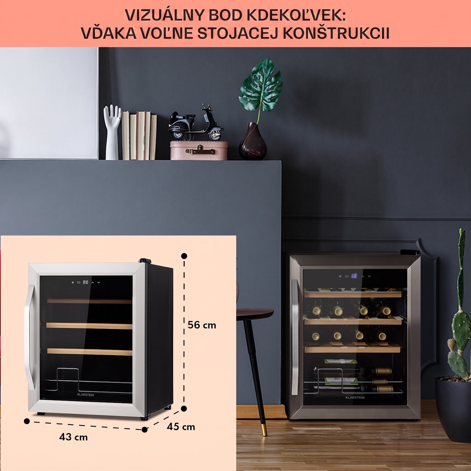 Vinamour 16 Uno, vinotéka, 42 l, 16 fliaš, 5-18°C, 41 dB, sklo 16 fliaš | 1 chladiaca zóna | Nehrdzavejúca oceľ