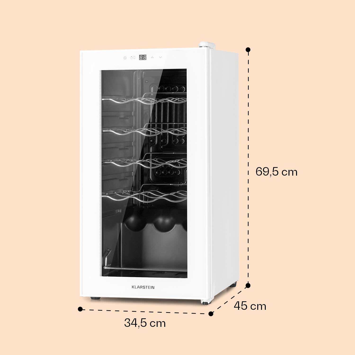 Shiraz 15 Slim Uno Vinoteca 44l panel de control táctil de 5 a 18 °C 1 zona de refrigeración | 15 botellas | Vidrio Blanco