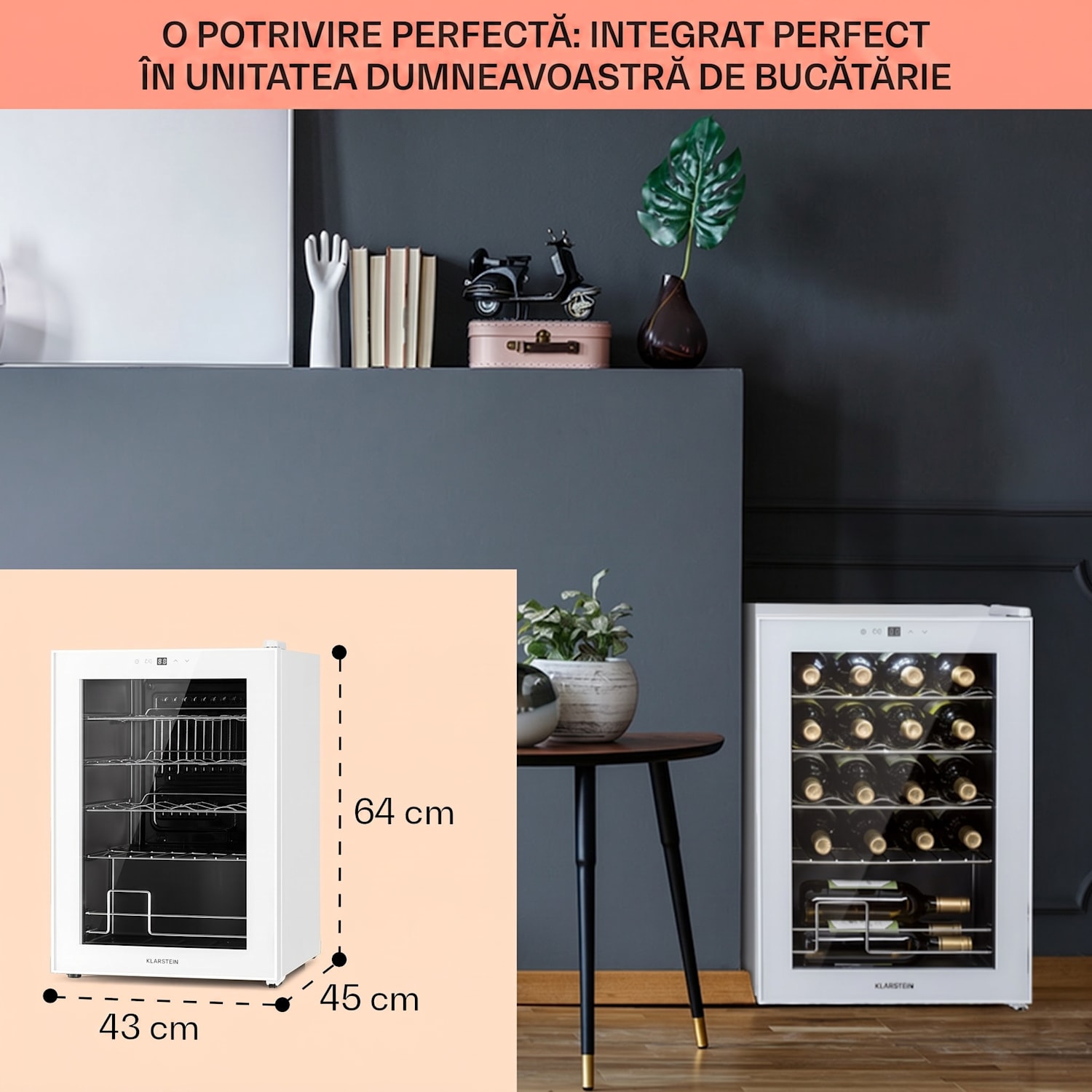 Shiraz 20 Uno răcitor de vinuri 53 litri 20 sticle Panou de control tactil 5-18 °C 20 de sticle | 1 | Sticlă albă