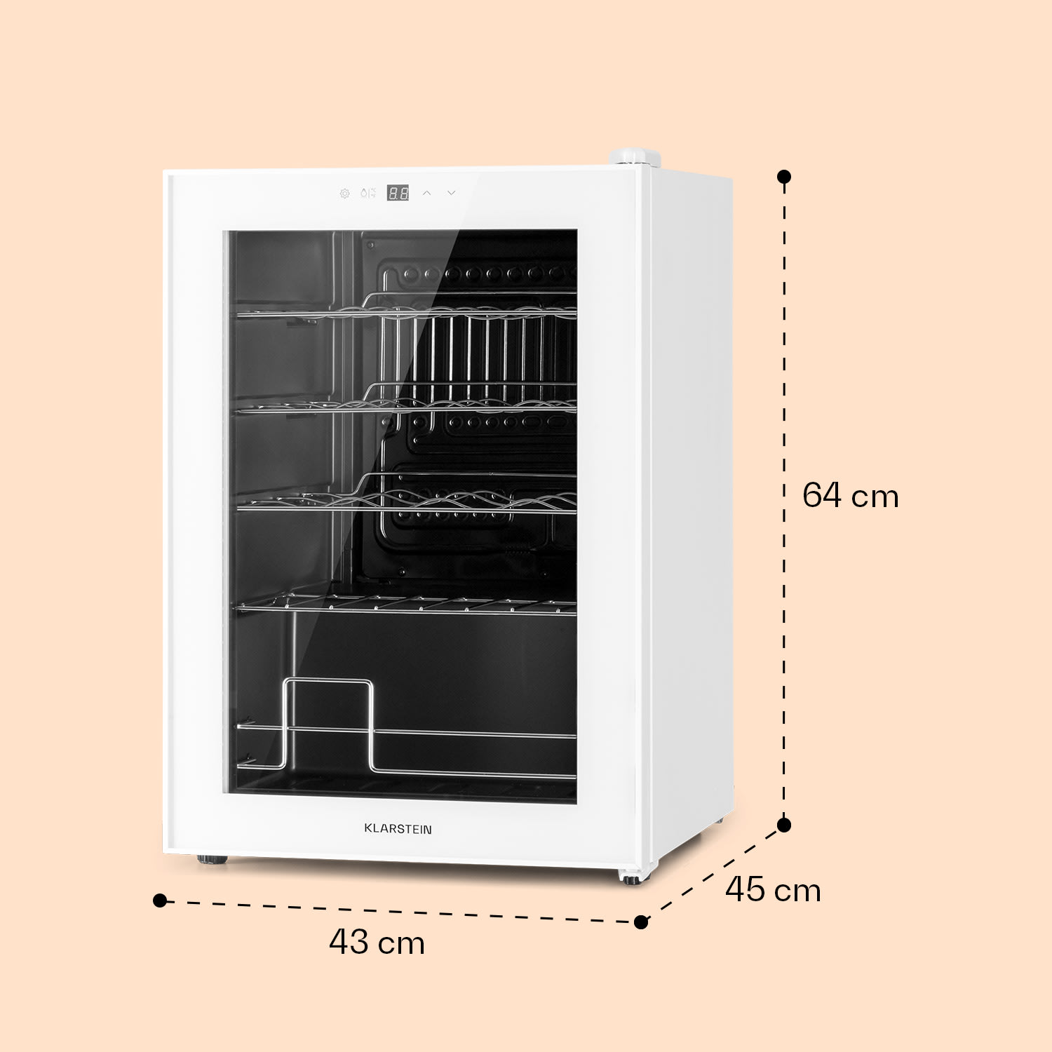 Klarstein Shiraz 20 Uno Vinoteca 53L 20 botellas panel de control táctil de 5 a 18 °C 1 zona de refrigeración | 20 botellas | Vidrio Blanco