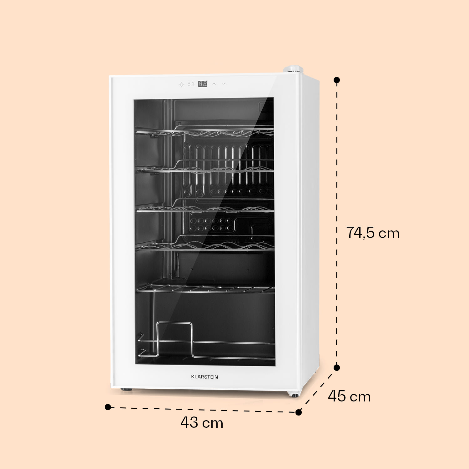 Shiraz 24 Uno Vinoteca 63L 24 botellas panel de control táctil de 5 a 18 °C 1 zona de refrigeración | 24 botellas | Vidrio Blanco