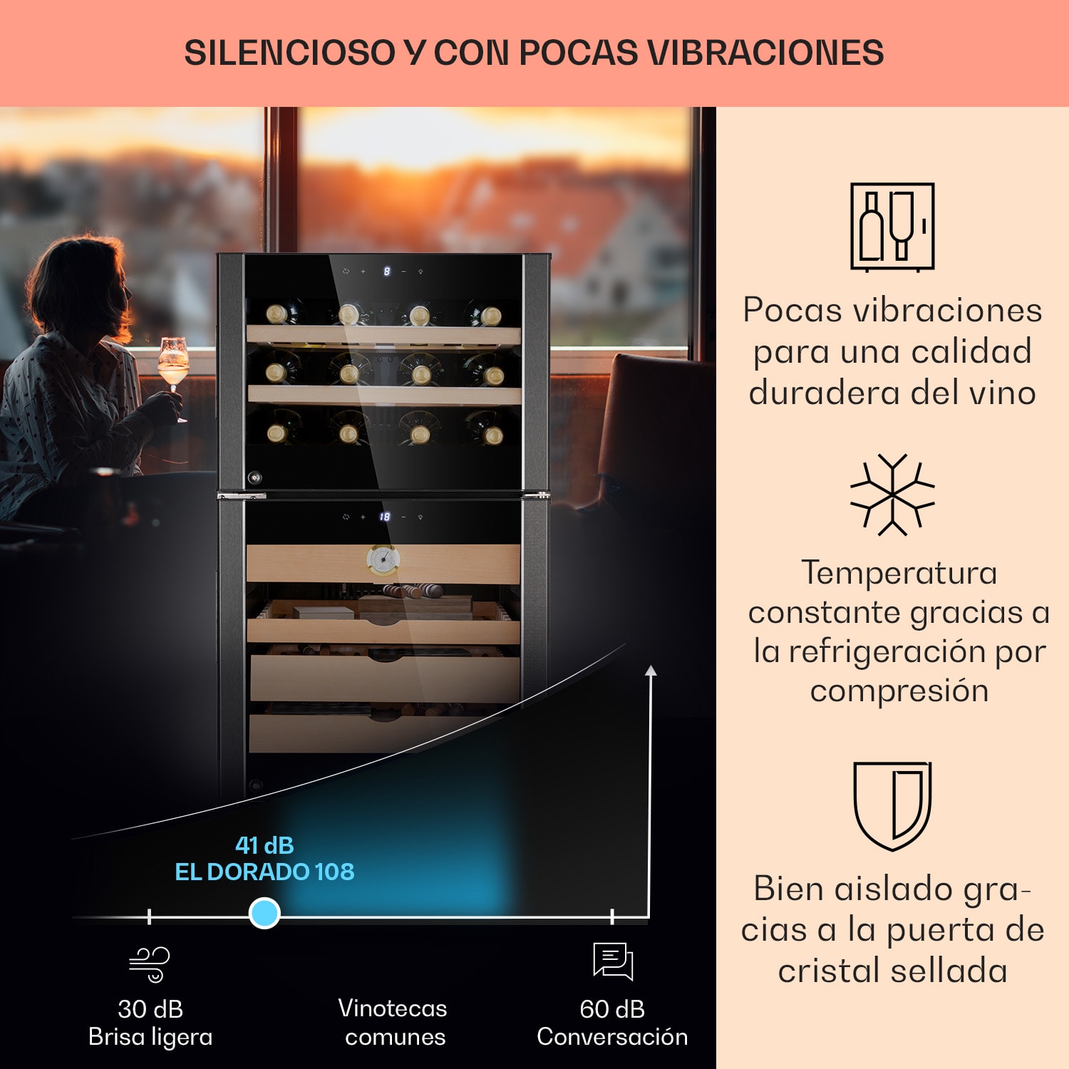 El Dorado 108 Humidor & Vinoteca táctil 108 L LED 