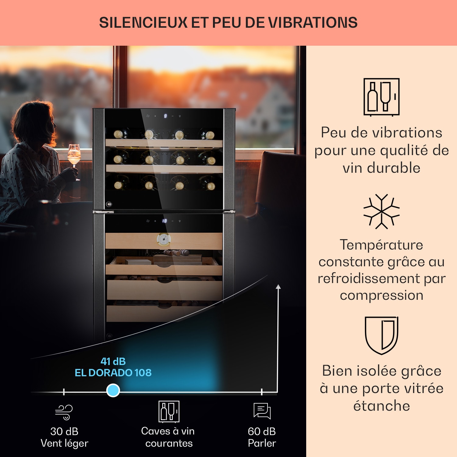 El Dorado 108 humidor & wijnkoelkast touch 108 liter led 