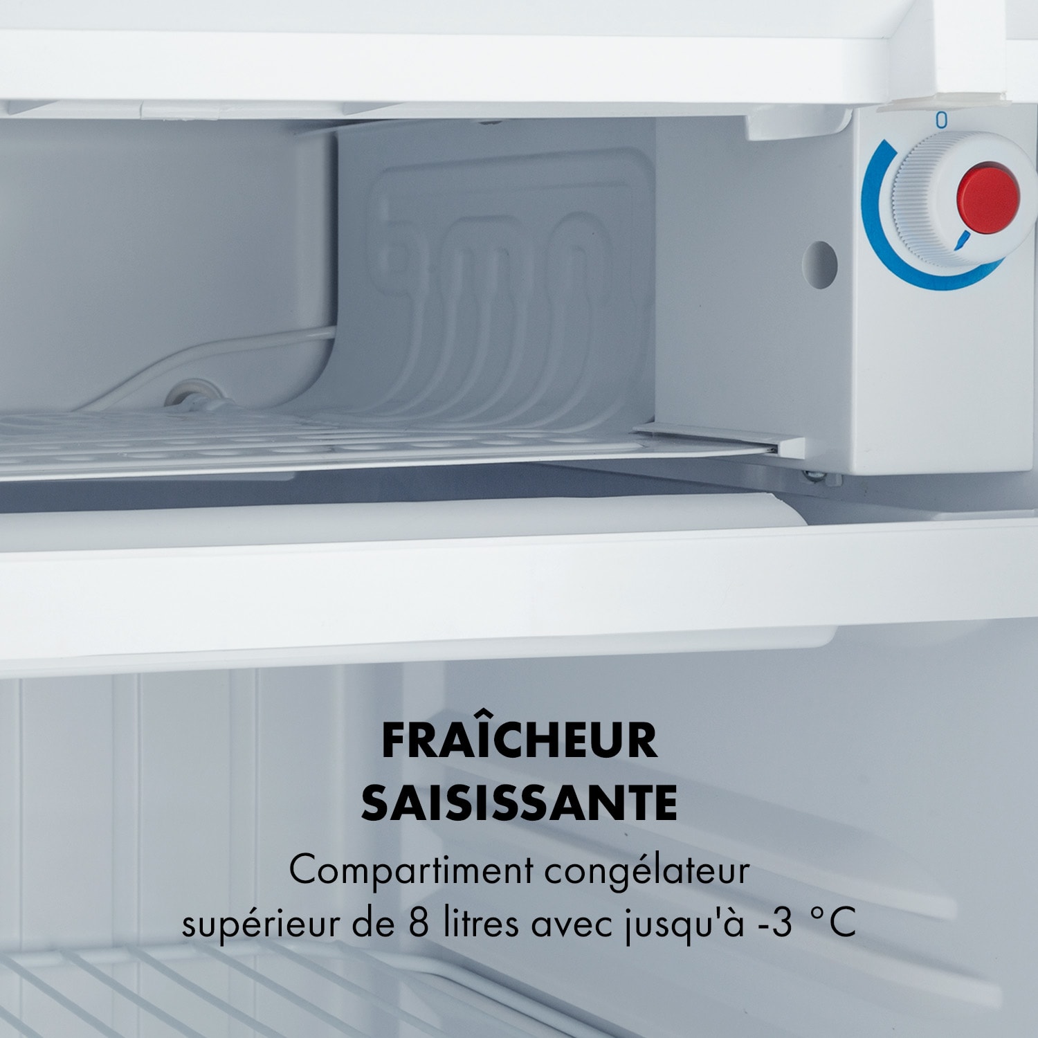 Yummy koelkast met vriesvak 90 liter 42dB 92 Ltr | Zilver Metallic