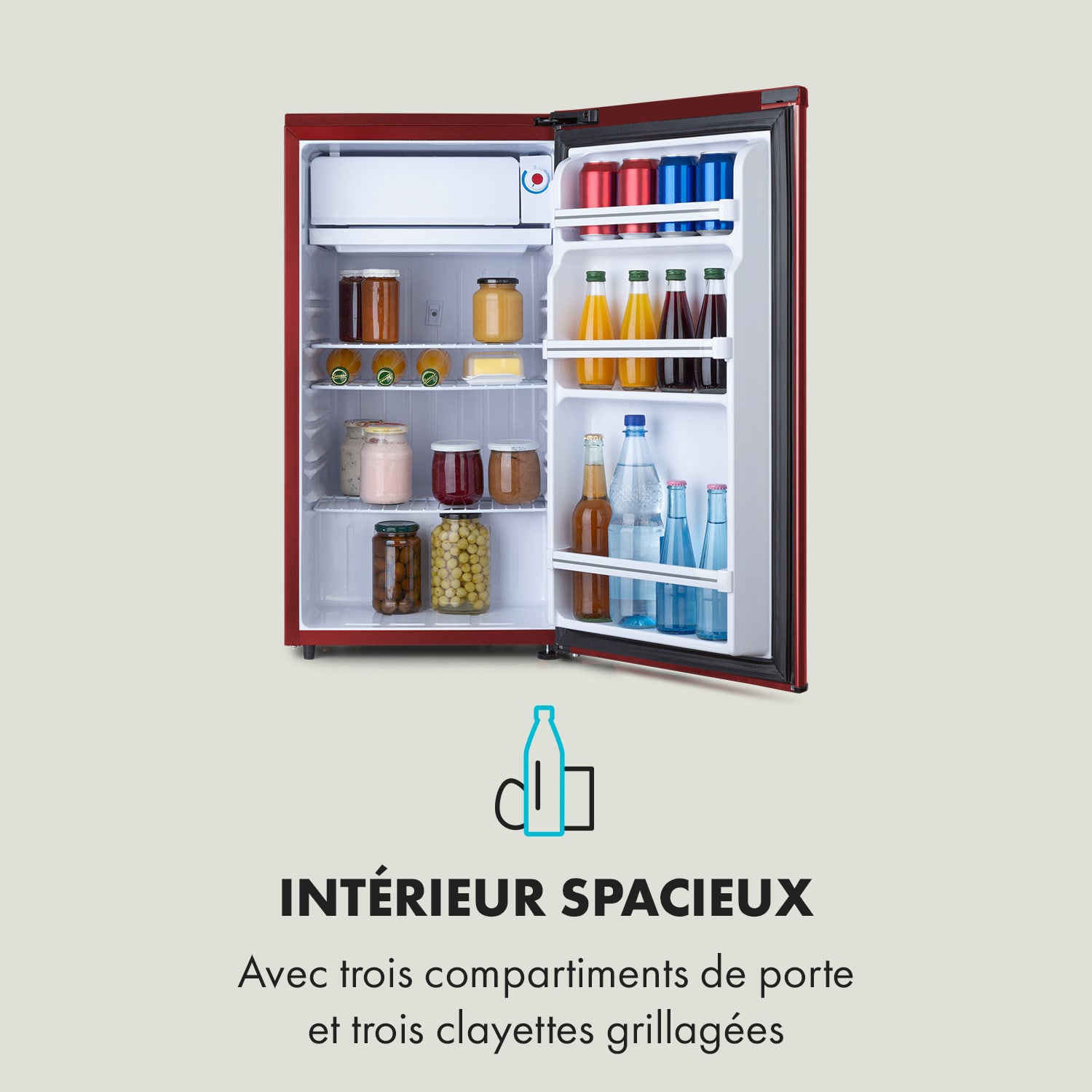 Réfrigérateur Yummy avec compartiment de congélation de 90 litres 42 dB 92 Ltr | Rouge