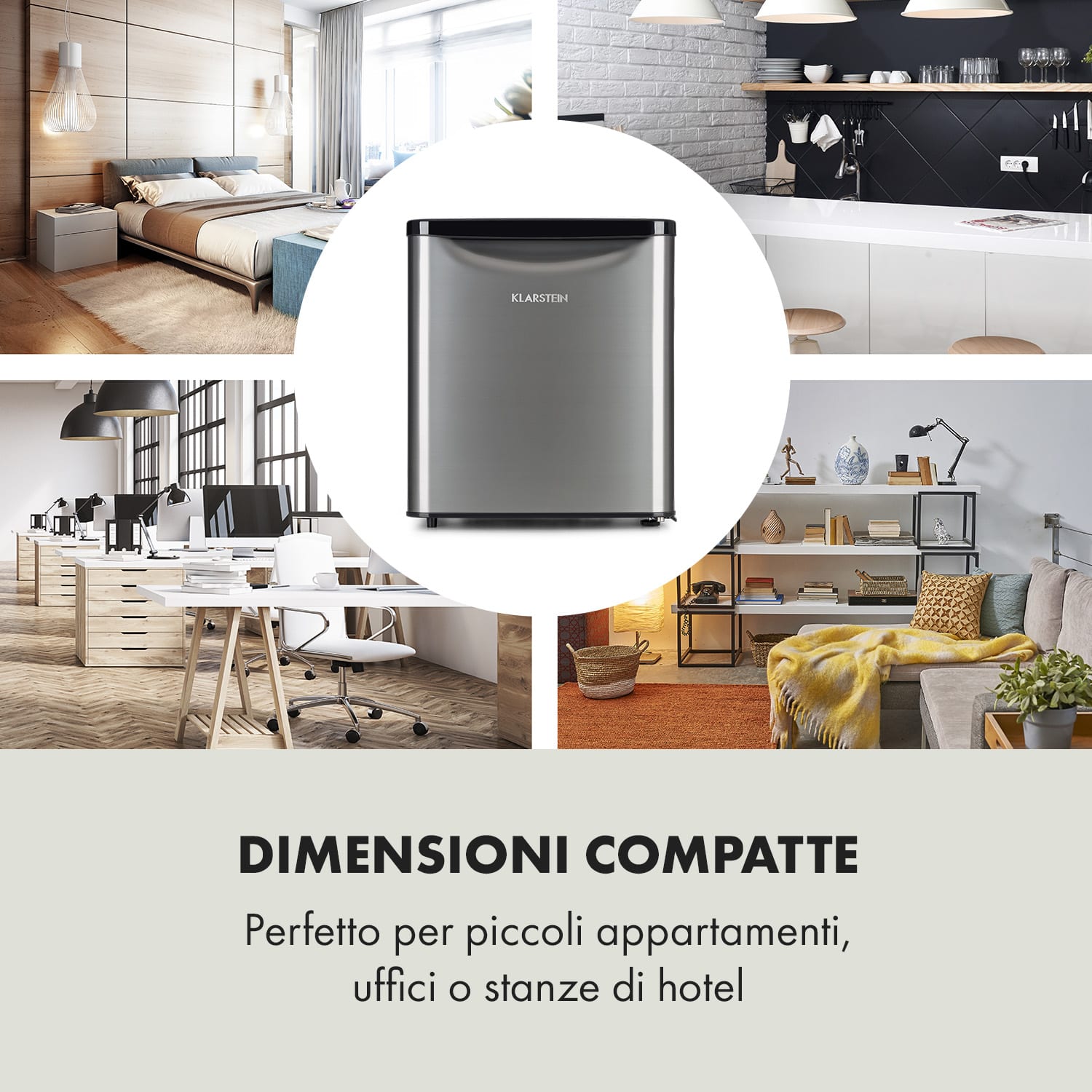 Frigorifero Yummy con vano refrigeratore 45 litri 42dB 45 Ltr | Argento metallizzato