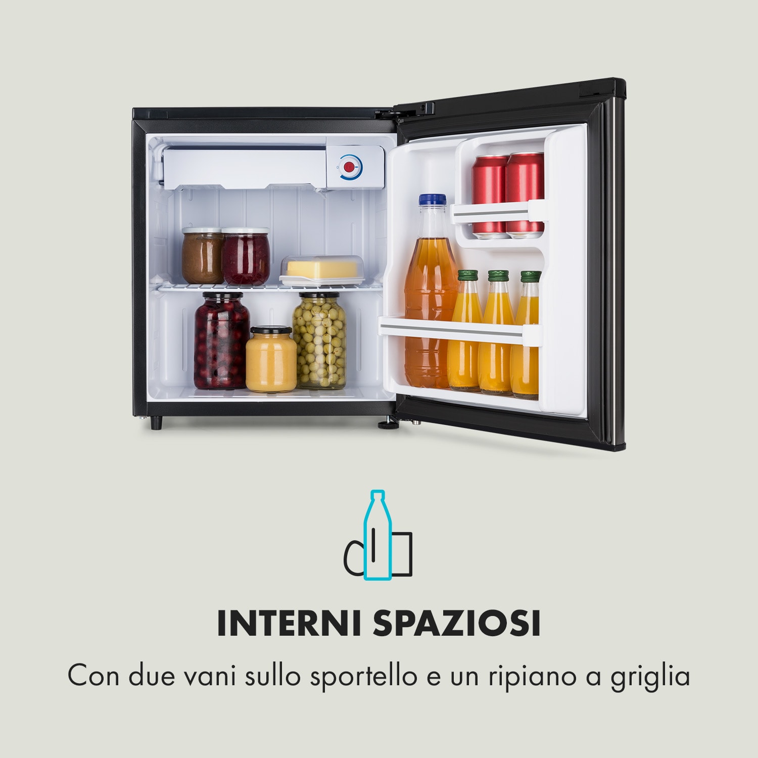 Frigorifero Yummy con vano refrigeratore 45 litri 42dB 45 Ltr | Argento metallizzato