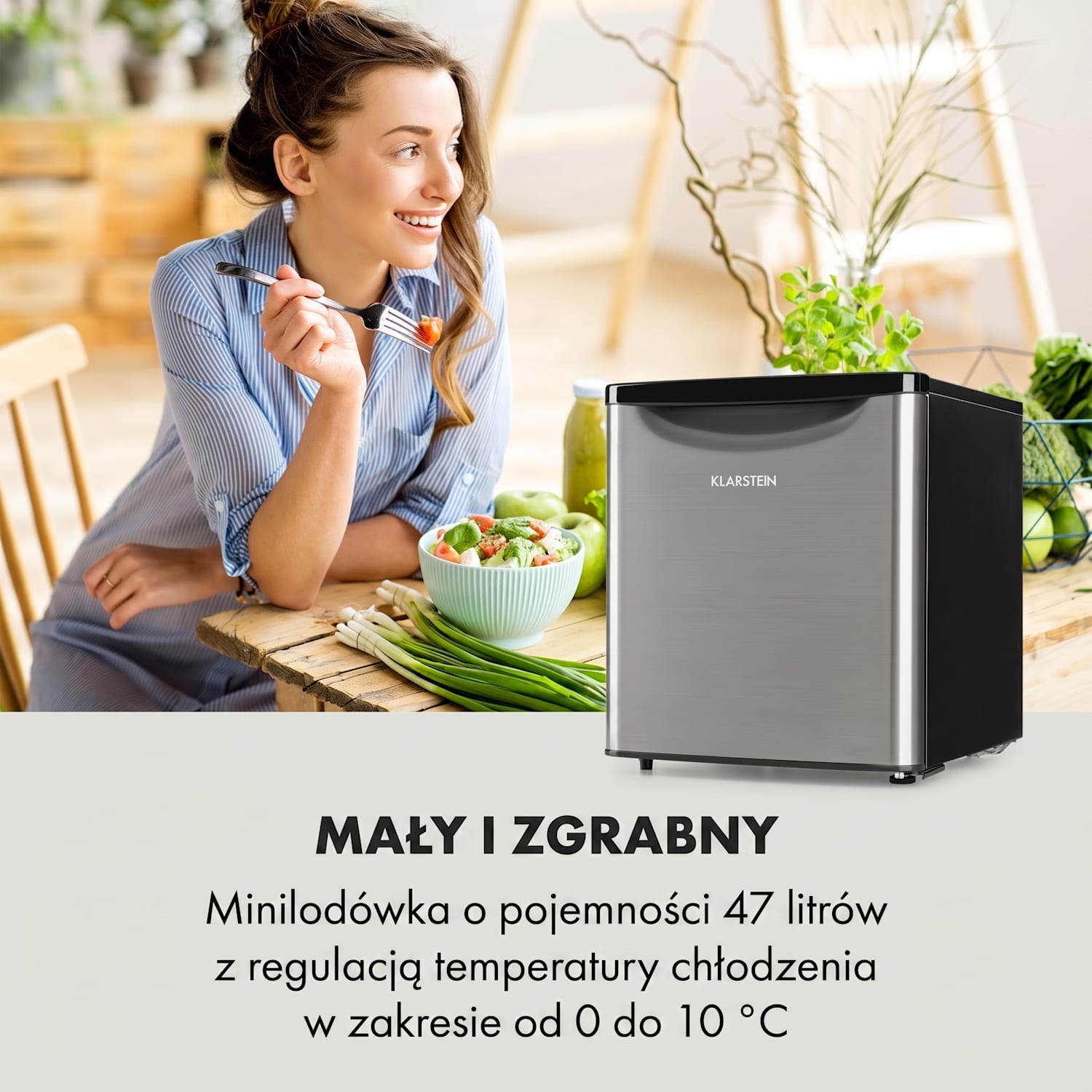 Yummy, mini lodówka z zamrażalnikiem, 45 l, 42 dB 45 Ltr | Srebrna kovinska barva