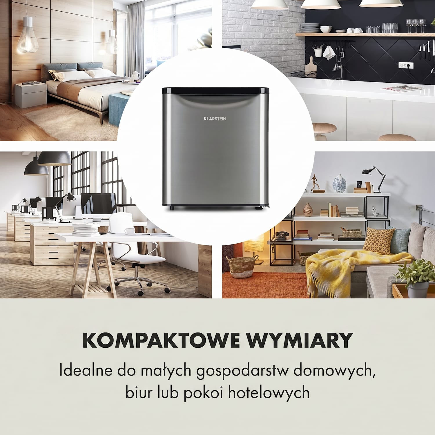 Yummy, mini lodówka z zamrażalnikiem, 45 l, 42 dB 45 Ltr | Srebrna kovinska barva