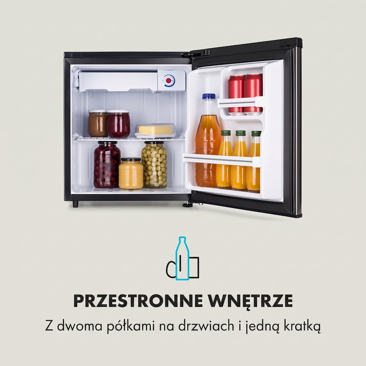 Yummy, mini lodówka z zamrażalnikiem, 45 l, 42 dB 45 Ltr | Srebrna kovinska barva