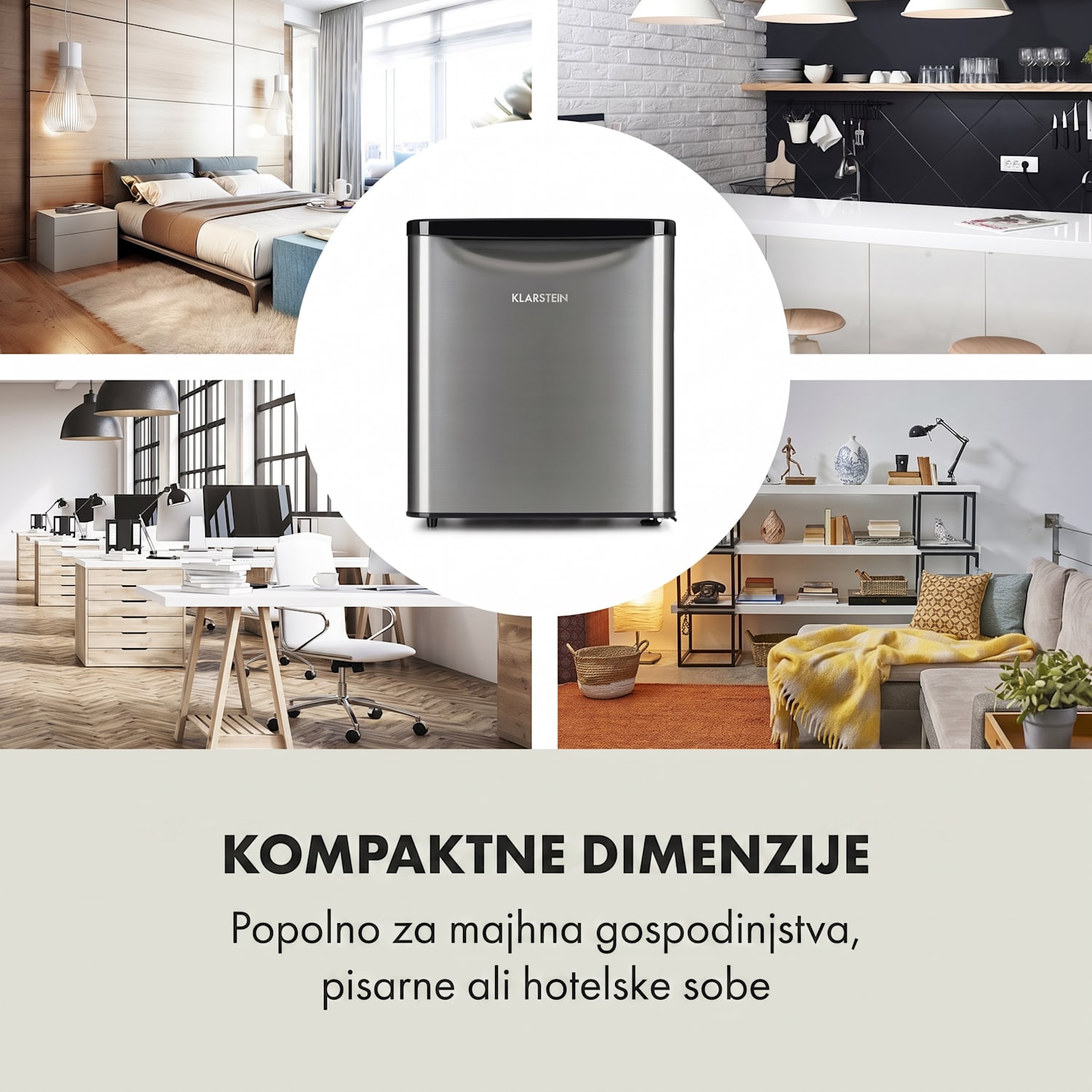 Yummy, hladilnik z zamrzovalnikom, 45l, 42 dB 45 Ltr | Srebrna kovinska barva