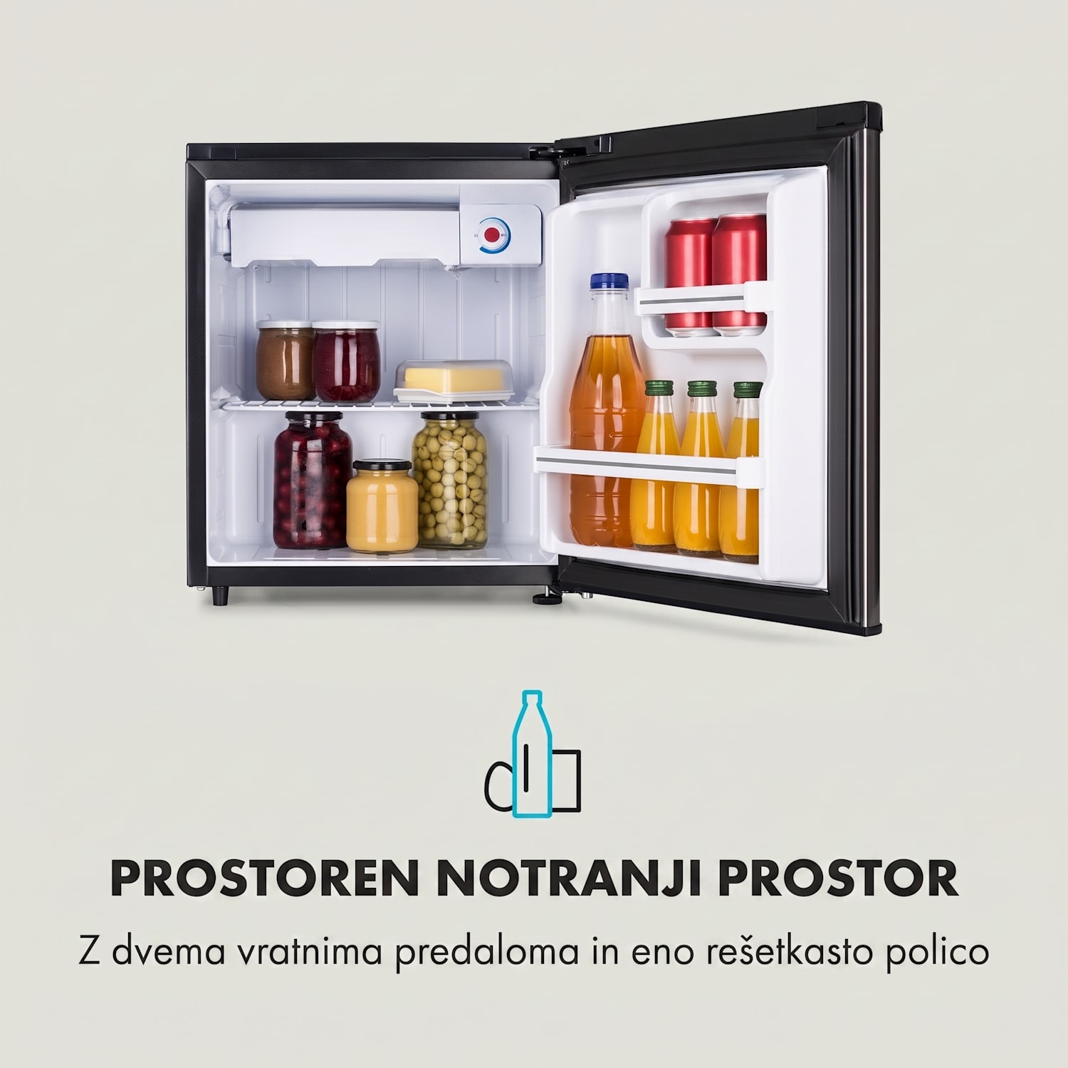 Yummy, hladilnik z zamrzovalnikom, 45l, 42 dB 45 Ltr | Srebrna kovinska barva