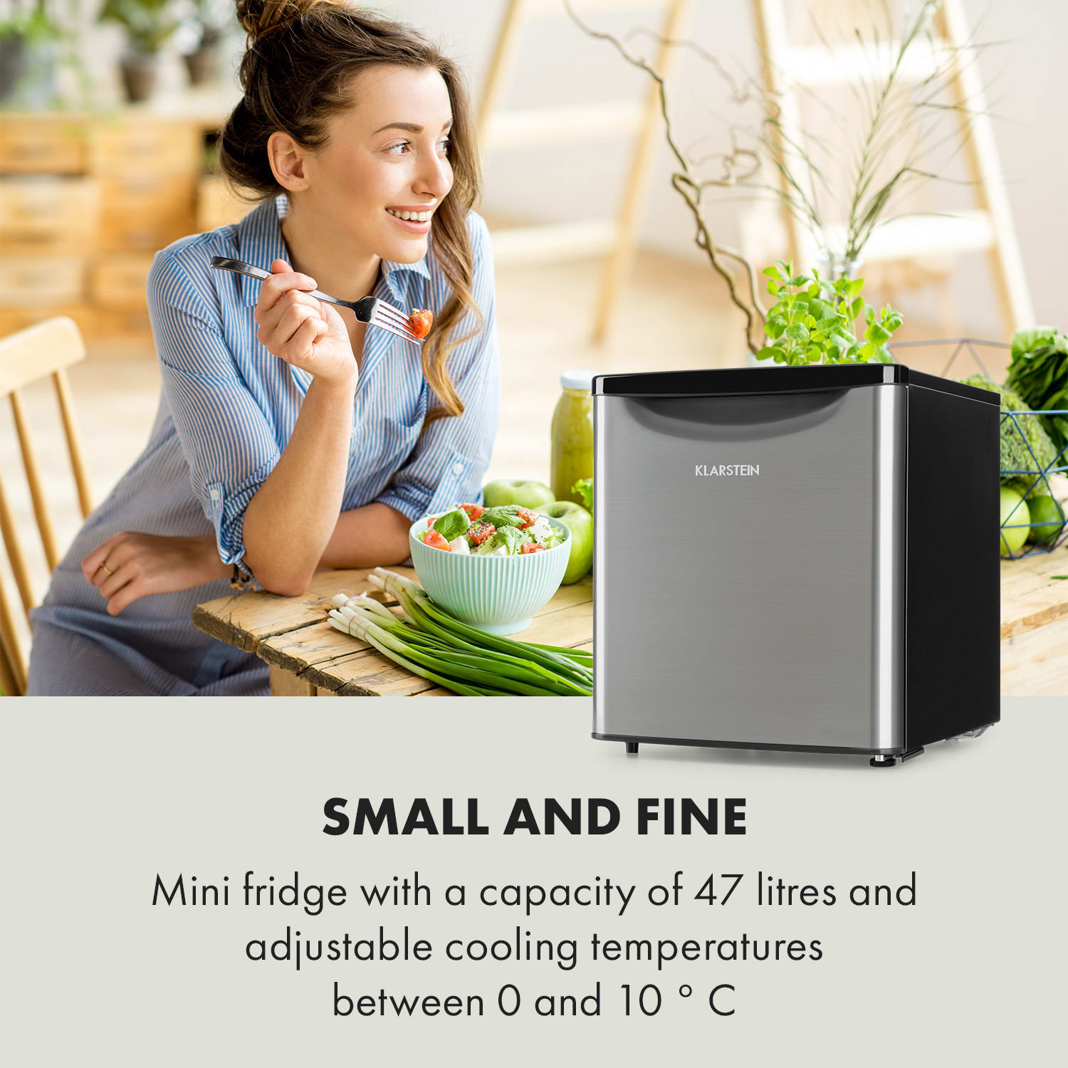 Frigorífico Yummy con congelador 45 litros 42dB 45 L | Plata Metálica
