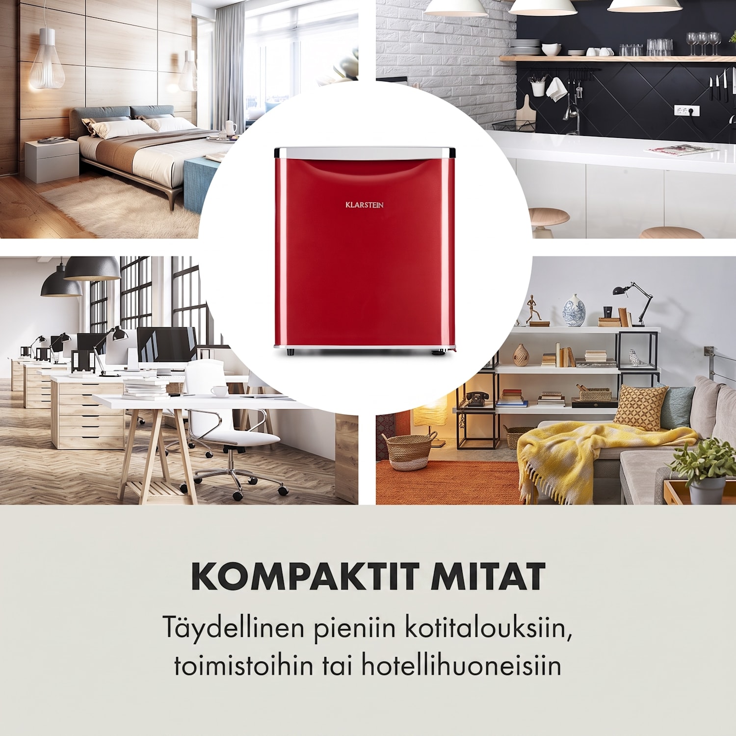 Yummy-jääkaappi pakastinlokerolla 45 litraa 42 dB 45 l | Punainen