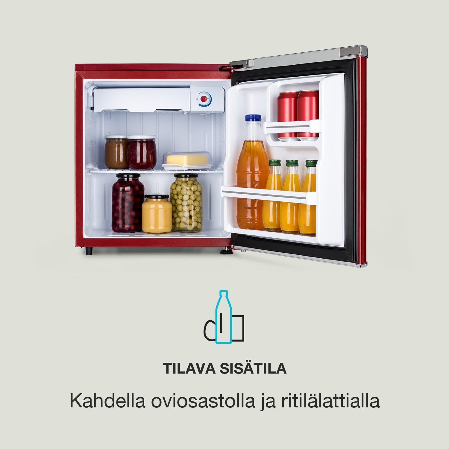 Yummy-jääkaappi pakastinlokerolla 45 litraa 42 dB 45 l | Punainen