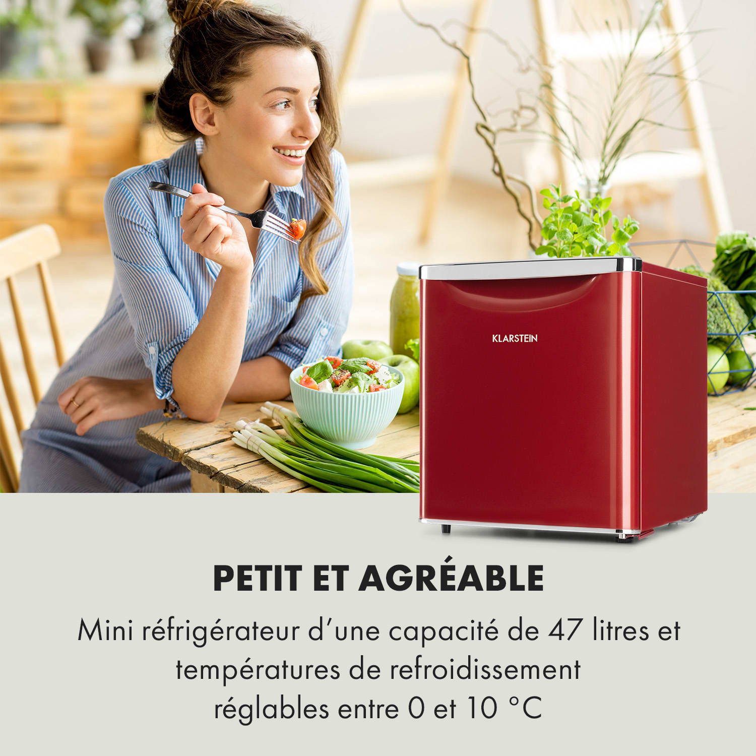 Réfrigérateur Yummy avec compartiment de congélation de 45 litres 42 dB 45 L | Crvena