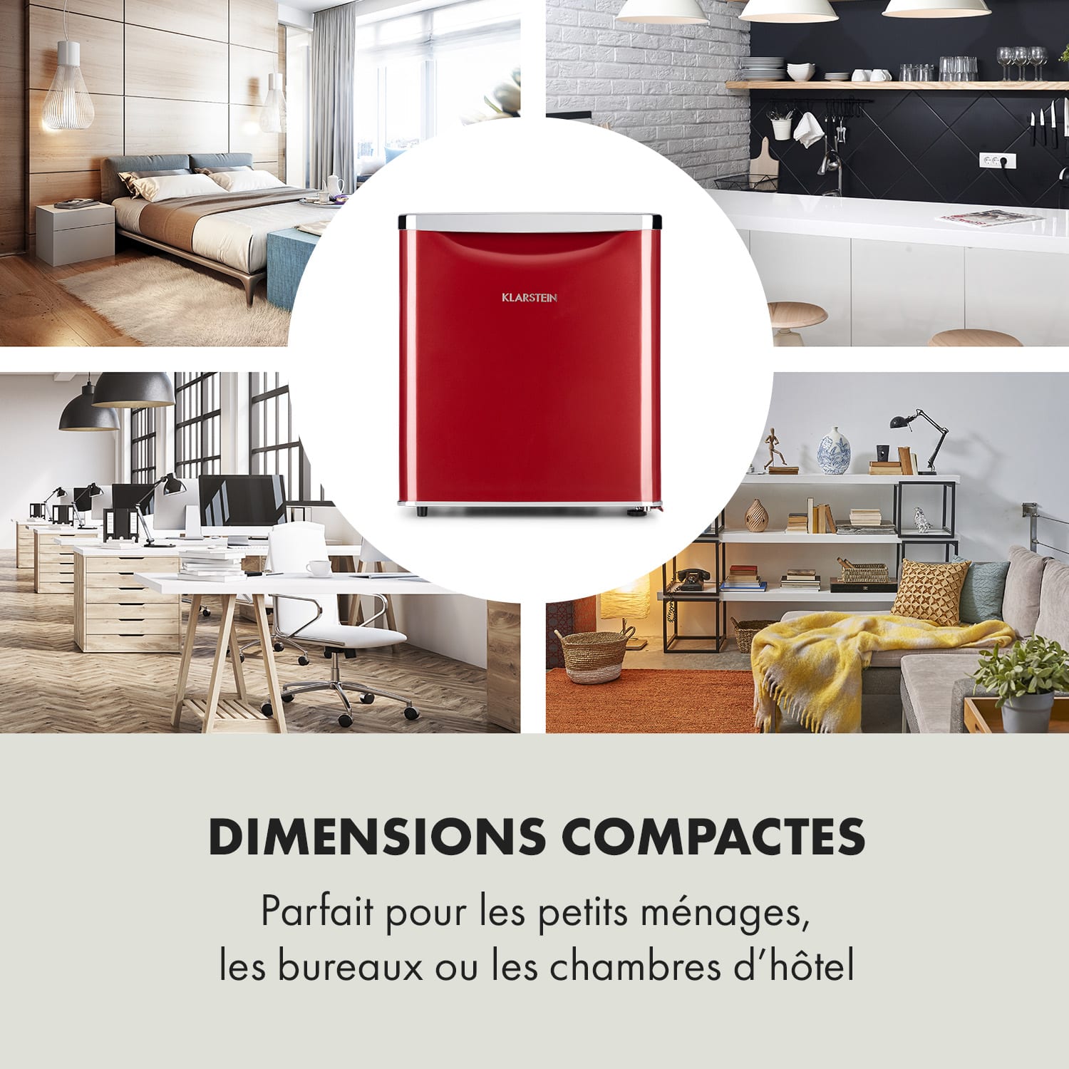 Yummy koelkast met vriesvak 45 liter 42dB 45 ltr | Rood