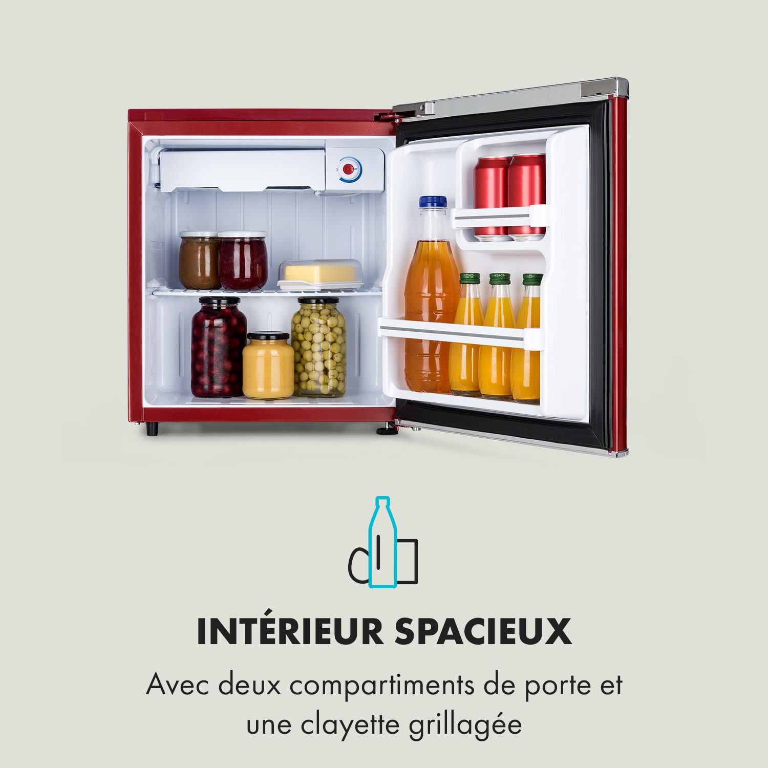 Yummy koelkast met vriesvak 45 liter 42dB 45 ltr | Rood