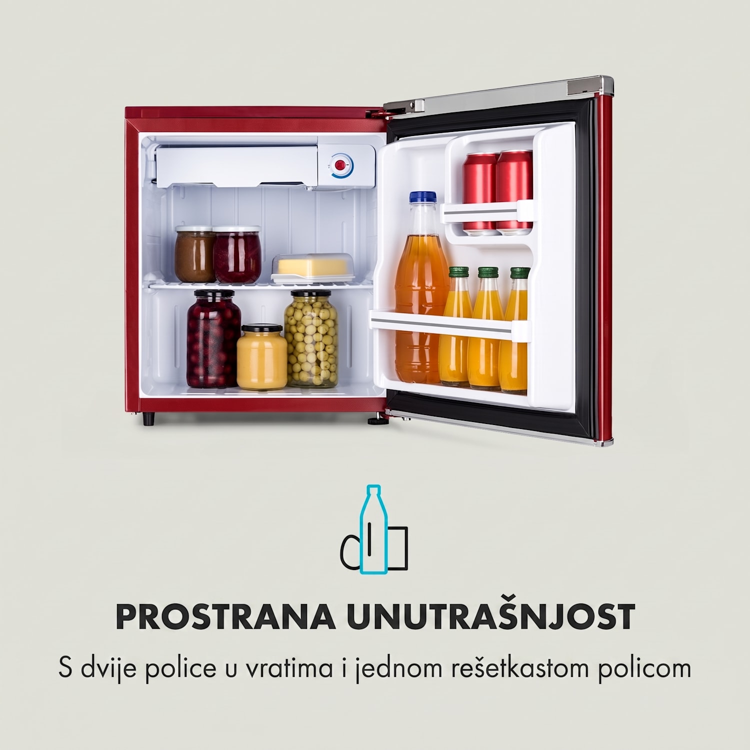 Ukusno, hladnjak sa zamrzivačem, 45 l, 42 dB 45 L | Crvena