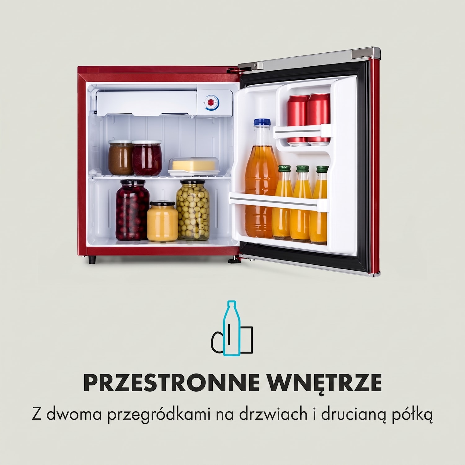 Yummy, mini lodówka z zamrażalnikiem, 45 l, 42 dB 45 Ltr | Rdeča