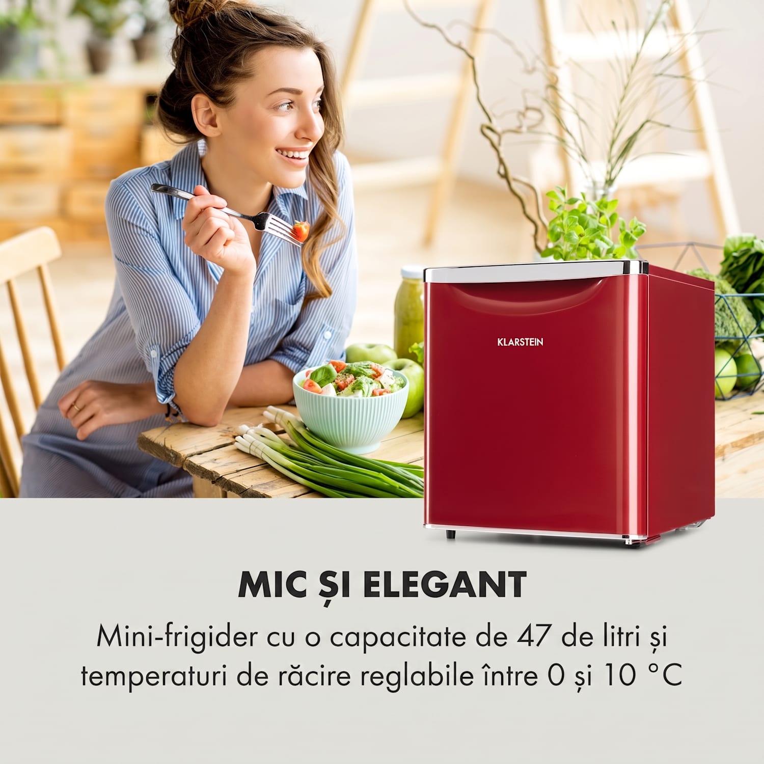 Yummy, frigider cu compartiment congelator, 45 l, 42 dB 45 L | Roșu