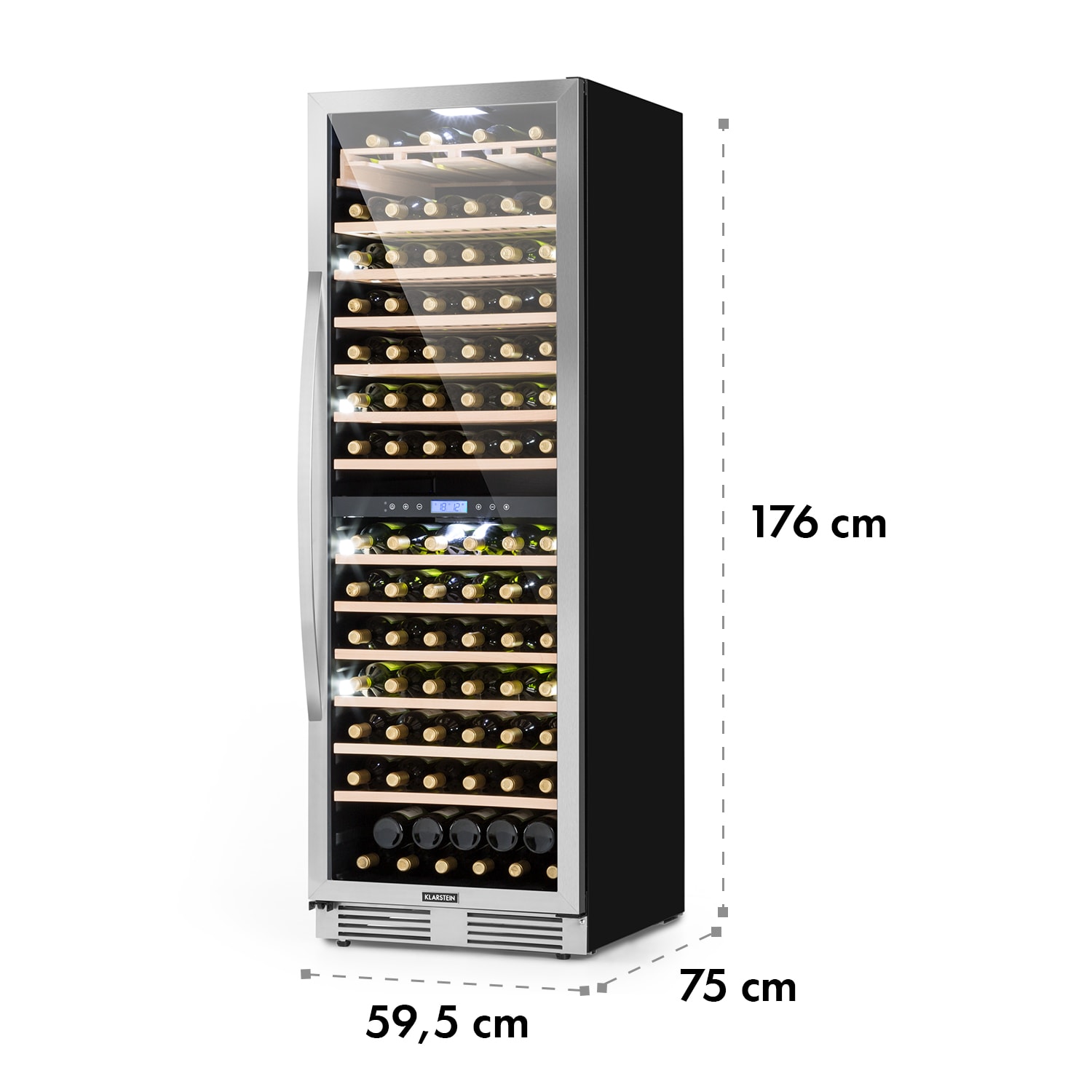 Vinovilla Grande Duo, veľkoobjemová vinotéka, 425 l, 165 fliaš, 3-farebné LED osvetlenie 425 litrov | 2 chladiace zóny