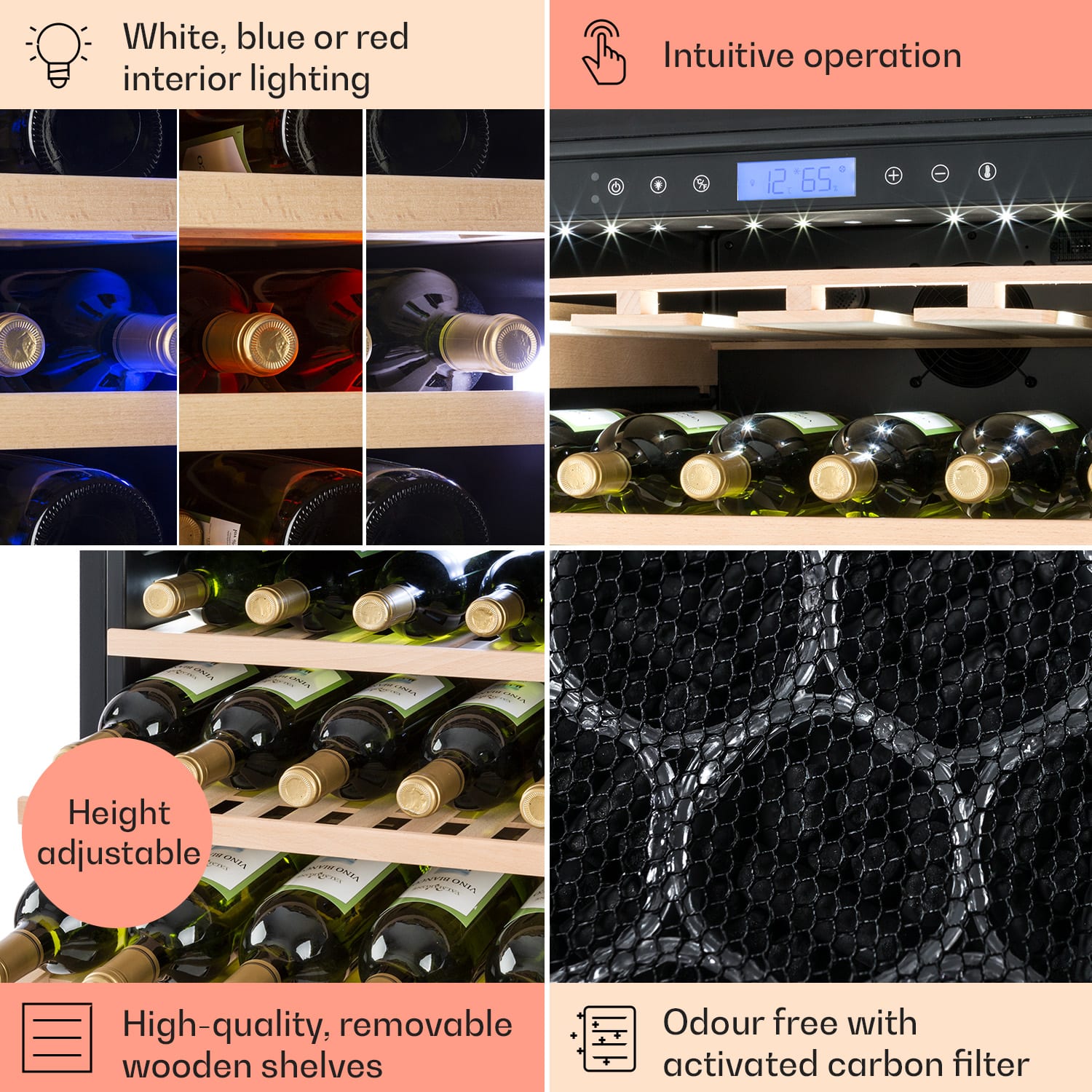 Vinovilla Grande 165 Built-in Uno, borhűtő, 425 l, 165 pl. Üvegajtó 