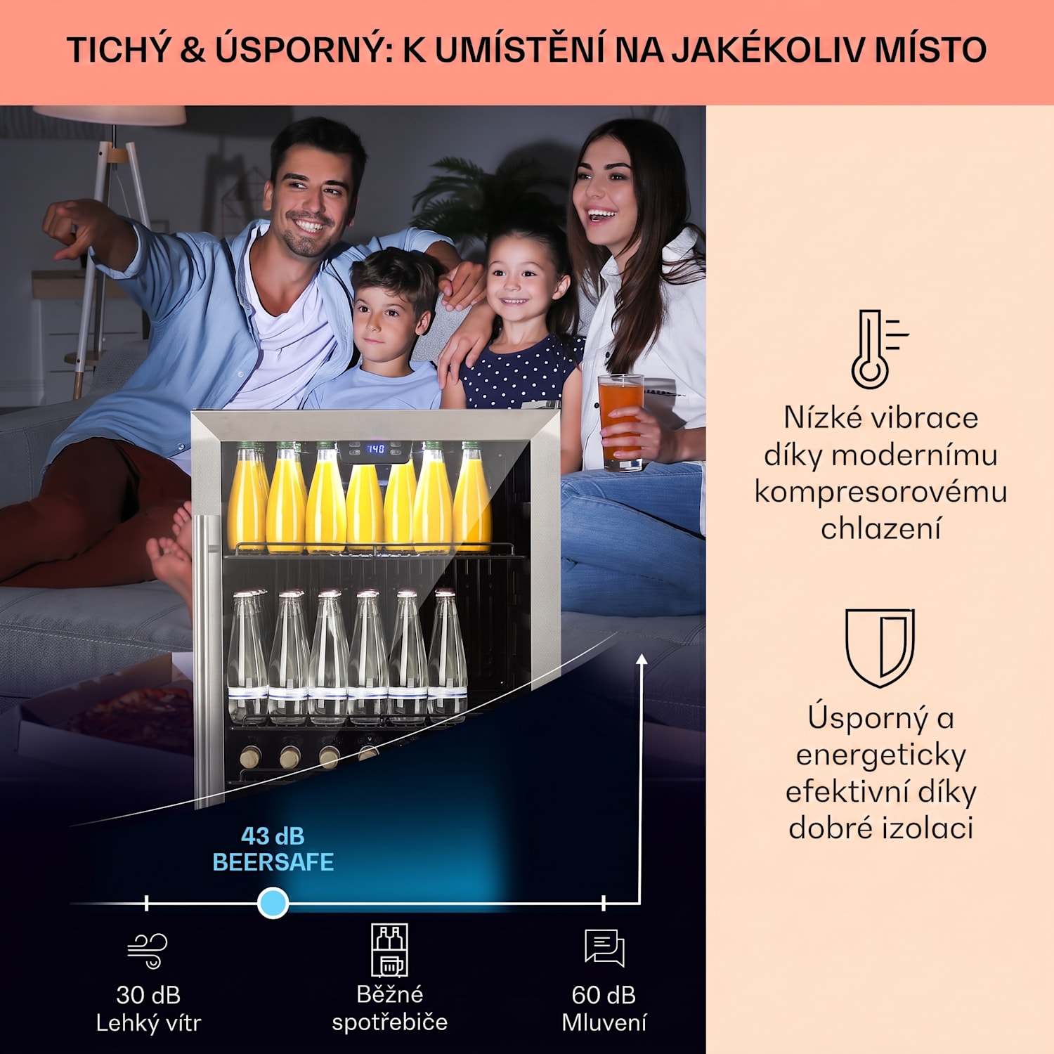 Beersafe XXL, lednice, 147 l, sklo, energetická třída F, nerezová ocel 147 L | Černá | Stříbrná