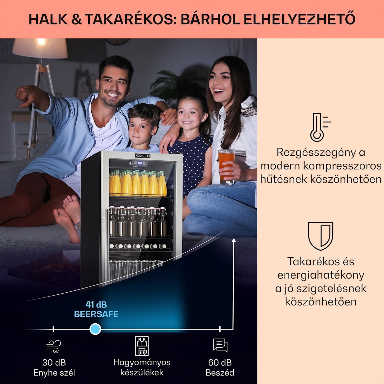 Beersafe 7XL, hűtőszekrény, 242 liter, 5 polc, panoráma üvegajtó, rozsdamentes acél 242 L | Fekete | Ezüst
