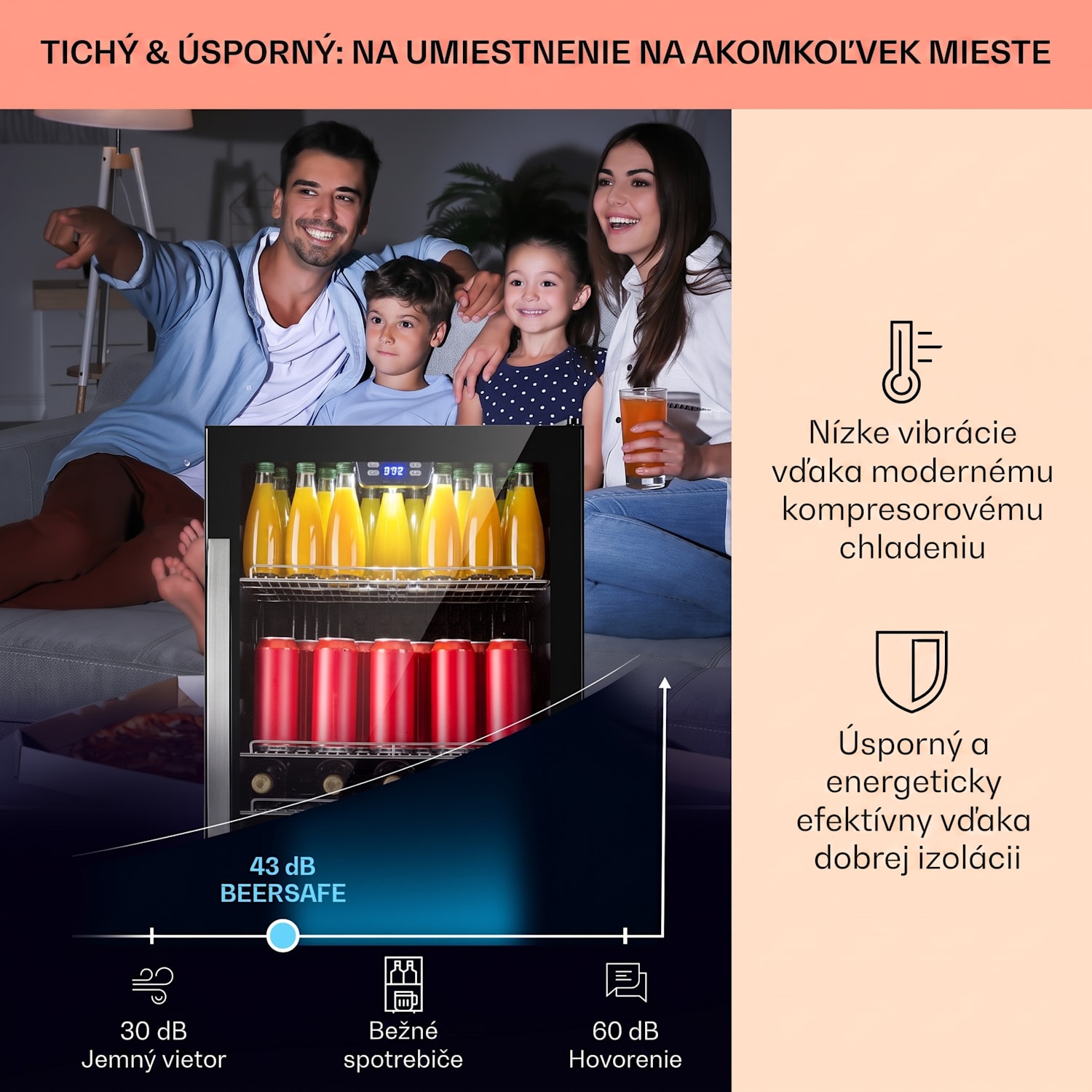 Beersafe 5XL, chladnička, 147 l, 3 police, panoramatické sklenené dvere, nehrdzavejúca oceľ 147 litrov | Čierna | Čierna