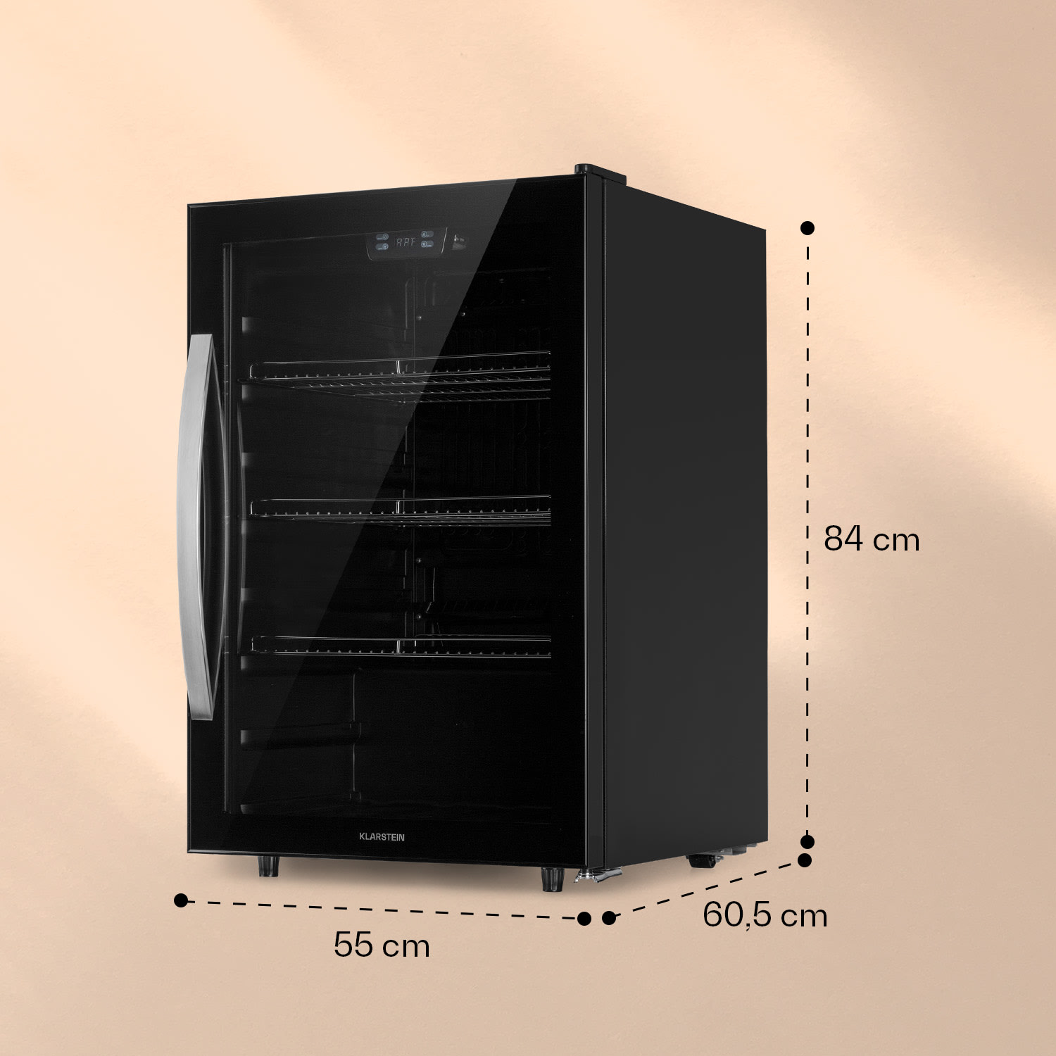 Beersafe 5XL Nevera 147 litros 3 estantes puerta panorámica de cristal acero inoxidable 147 L | D | Negro | Negro