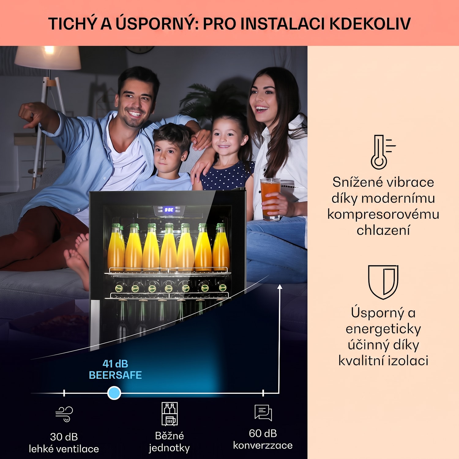 Beersafe 7XL, lednice, 242 l, 5 polic, panoramatické skleněné dveře, nerezová ocel 242 L | Černá | Černá