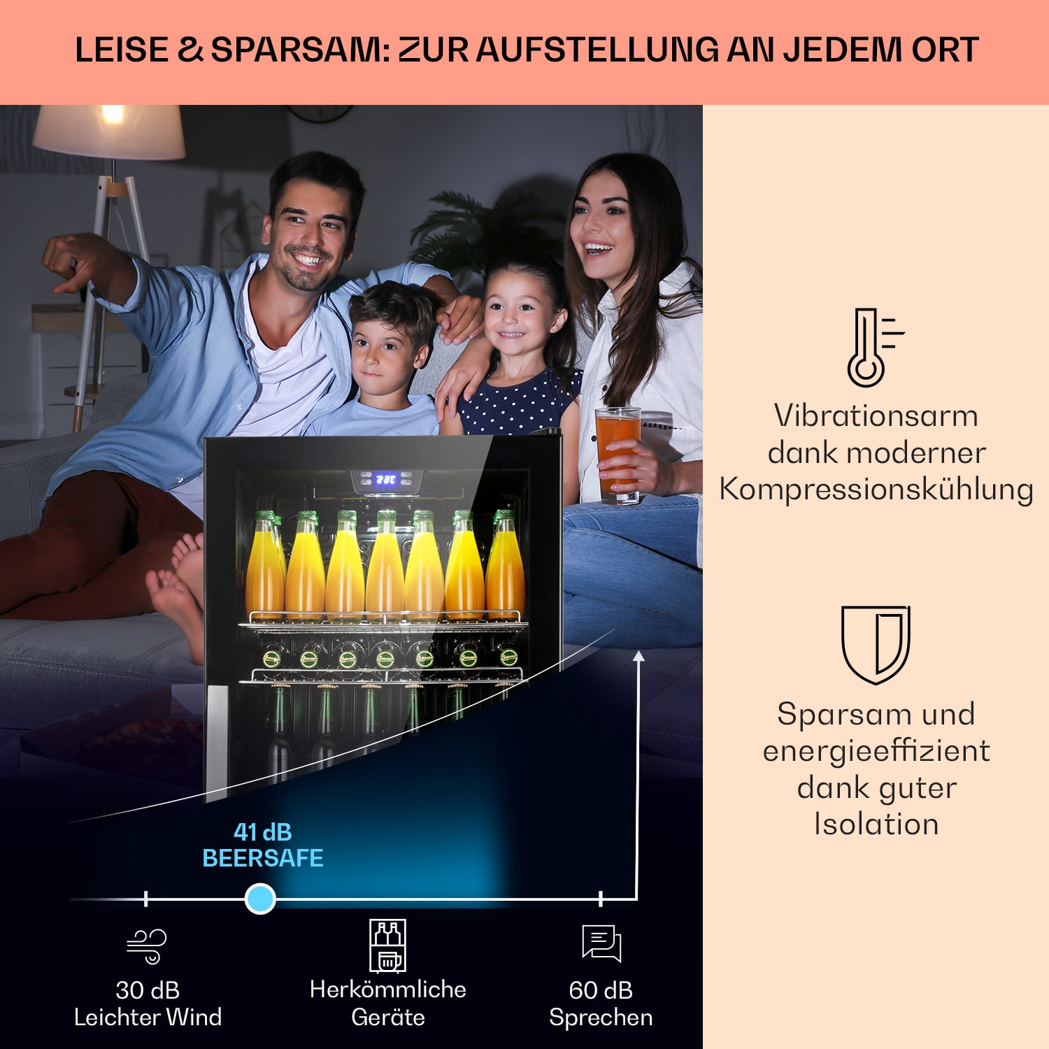 Beersafe 7XL Kühlschrank 242 Liter 5 Böden Panoramaglastür Edelstahl 242 L | Schwarz | Schwarz