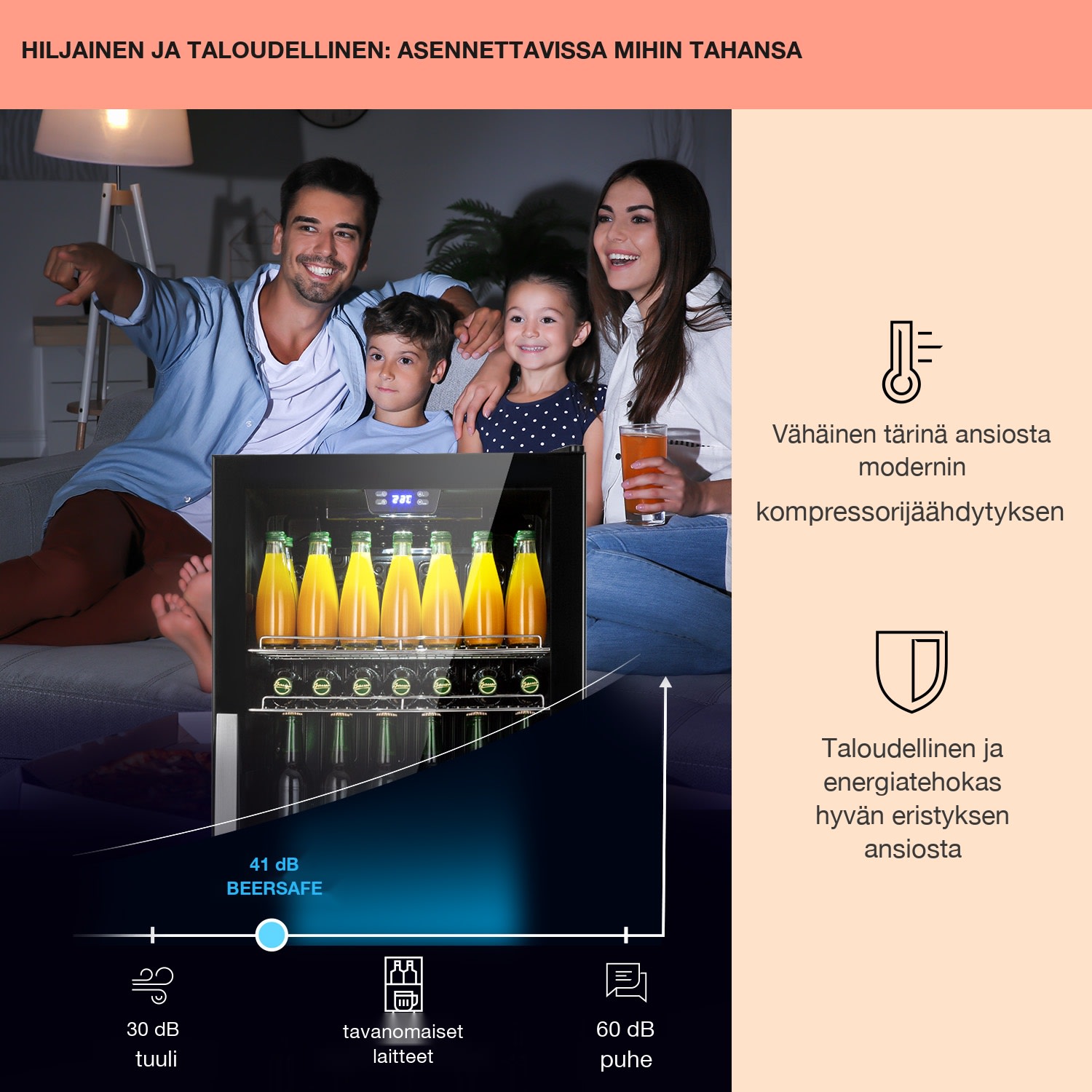 Beersafe 7XL jääkaappi 242 litraa 5 hyllyä panoraamalasiovi ruostumaton teräs 242 L | Musta | Musta