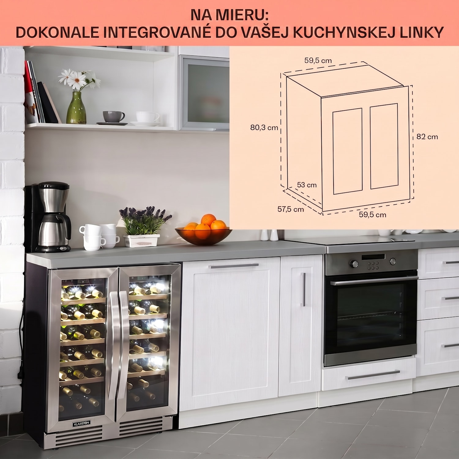 Vinovilla Duo 42, dvojzónová vinotéka, 126 l, 42 fliaš, 3 farebné LED osvetlenie, sklenené dvere 42 fliaš | 2 chladiace zóny | Nehrdzavejúca oceľ