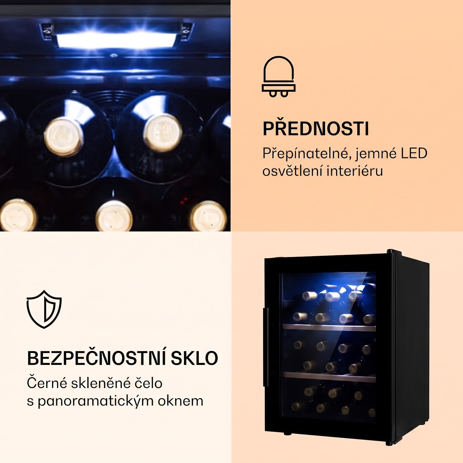Barossa 34 Duo, vinotéka, 34 lahví, 2 zóny, skleněné dveře, dotykové ovládání, černá 2 chladicí zóny | 34 lahví