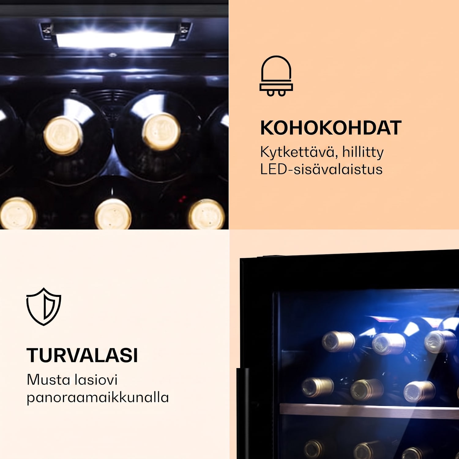 Barossa 34 Duo -viinikaappi 34 pulloa 80 litraa 2 aluetta kosketusohjaus 2 jäähdytysalue | 34 pulloa