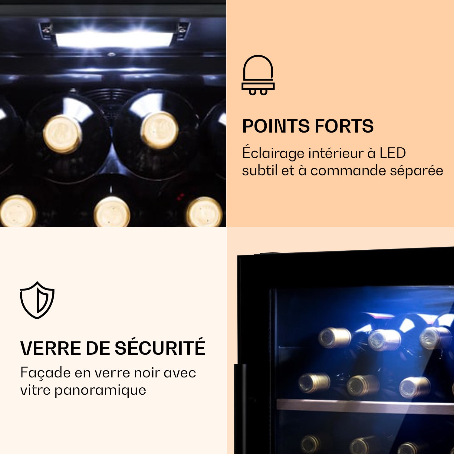 Barossa 34 Duo Cave à vin 34 bouteilles 80 litres 2 zones contrôle tactile 2 zones de conservation | 34 bouteilles