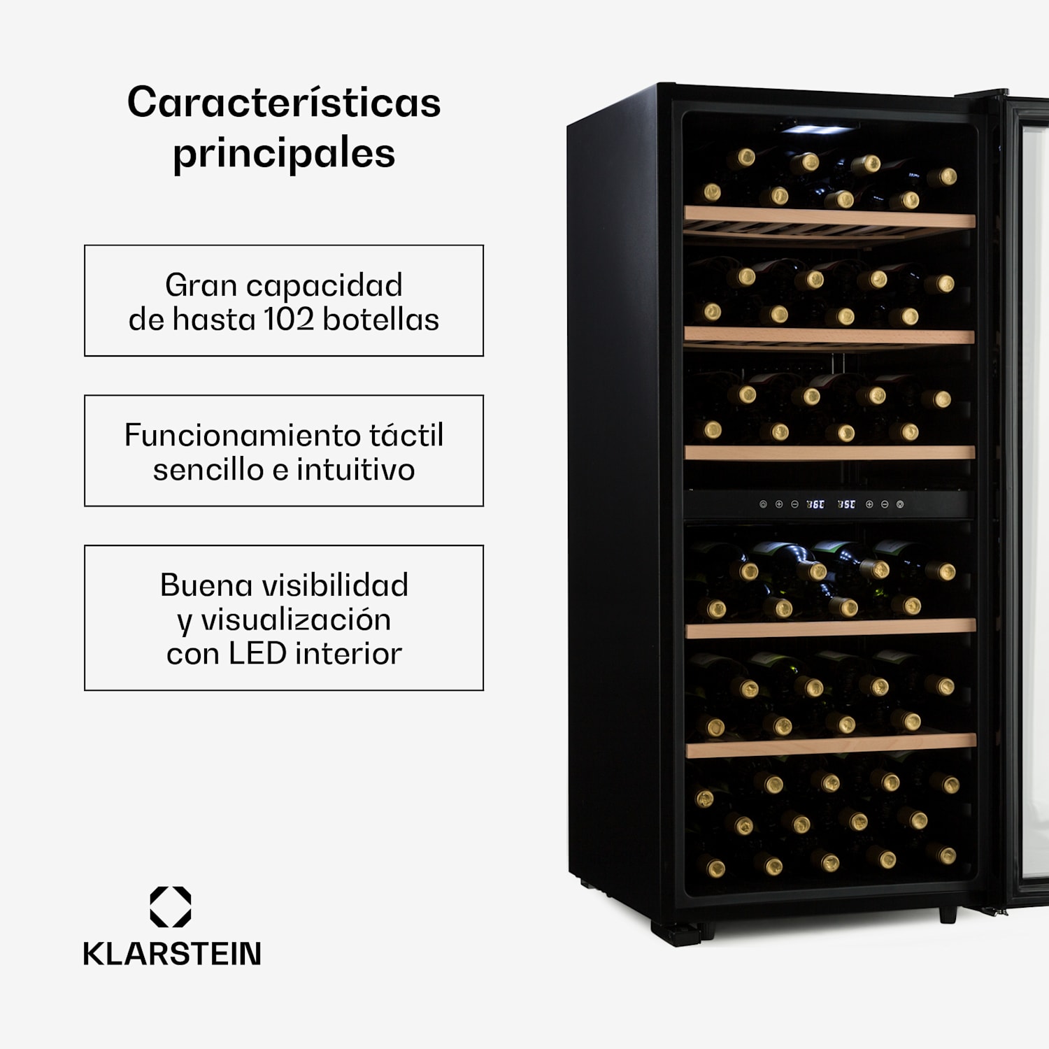 Barossa 102 Duo Vinoteca 102 botellas 226 litros 2 zonas Control táctil 2 zonas de refrigeración | 102 botellas